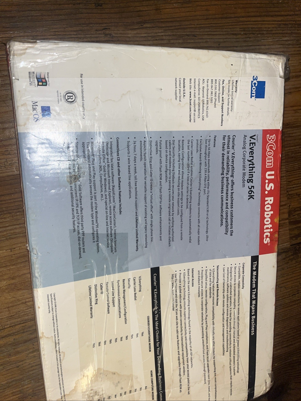 USRobotics V Everything Courier 56K (USR3453B) 56 Kbps Analog Modem – Open Box