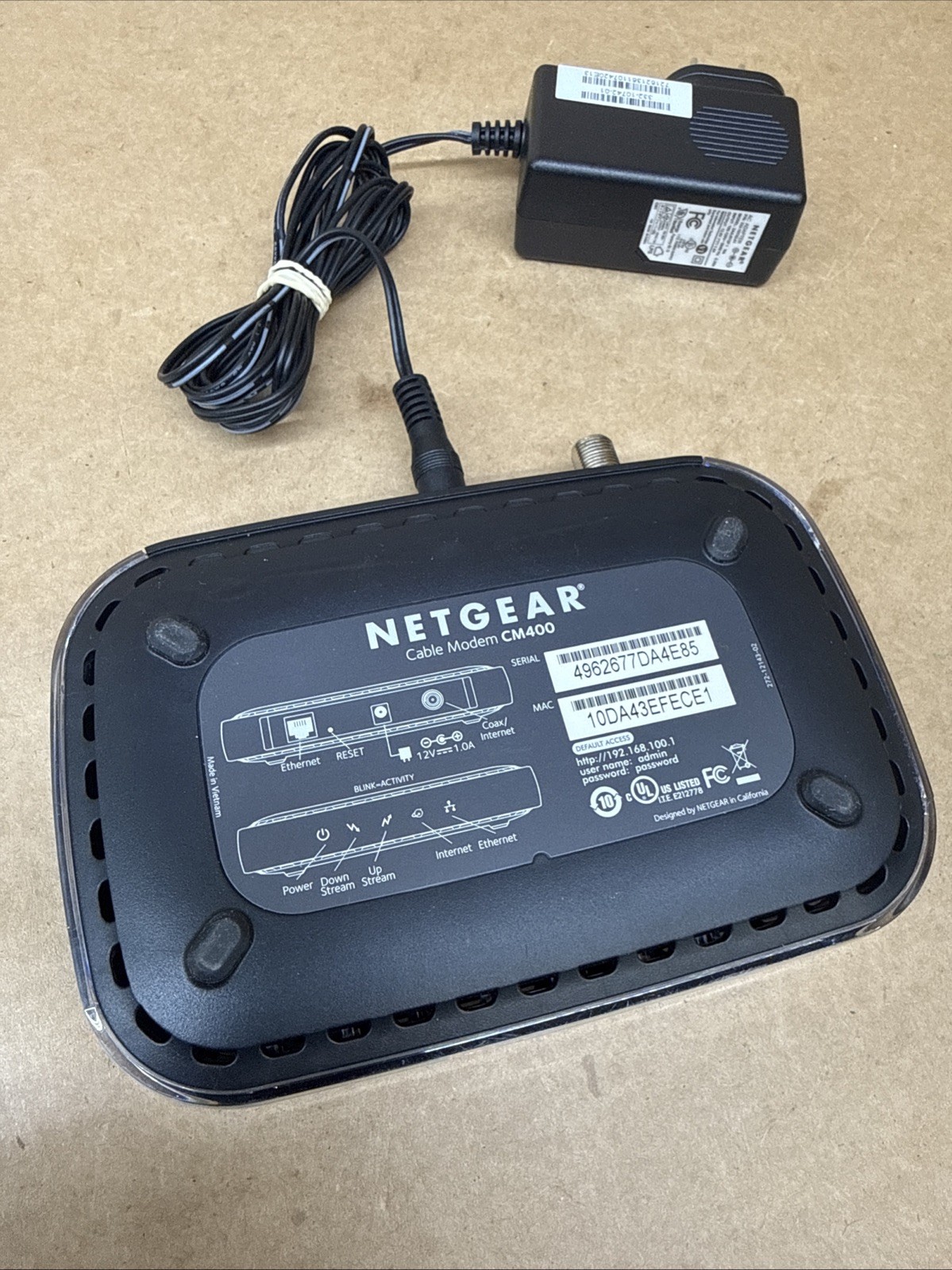 Netgear CM400 Cable Modem As Shown
