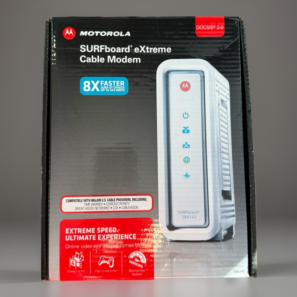 Motorola Surfboard Extreme Cable Modem SB6141 DOCSIS 3.0 No Power Supply AS IS!!