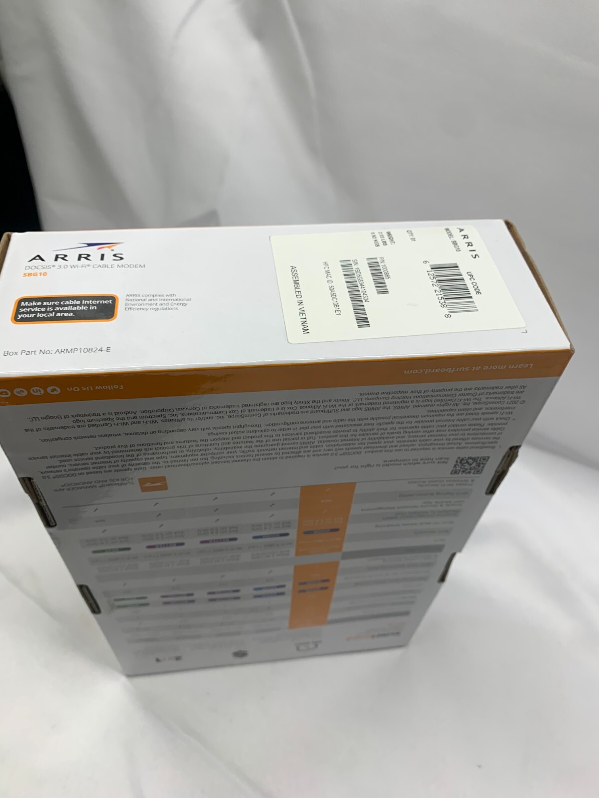 ARRIS SURFboard SBG10 Dual Band AC1600 Docsis 3 WIFI Cable Modem & Router In One