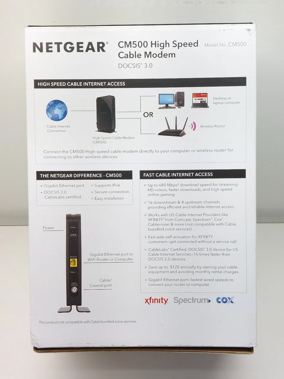 NETGEAR CM500 High Speed Cable Modem – Open Box / Never Used (DOCSIS 3.0)