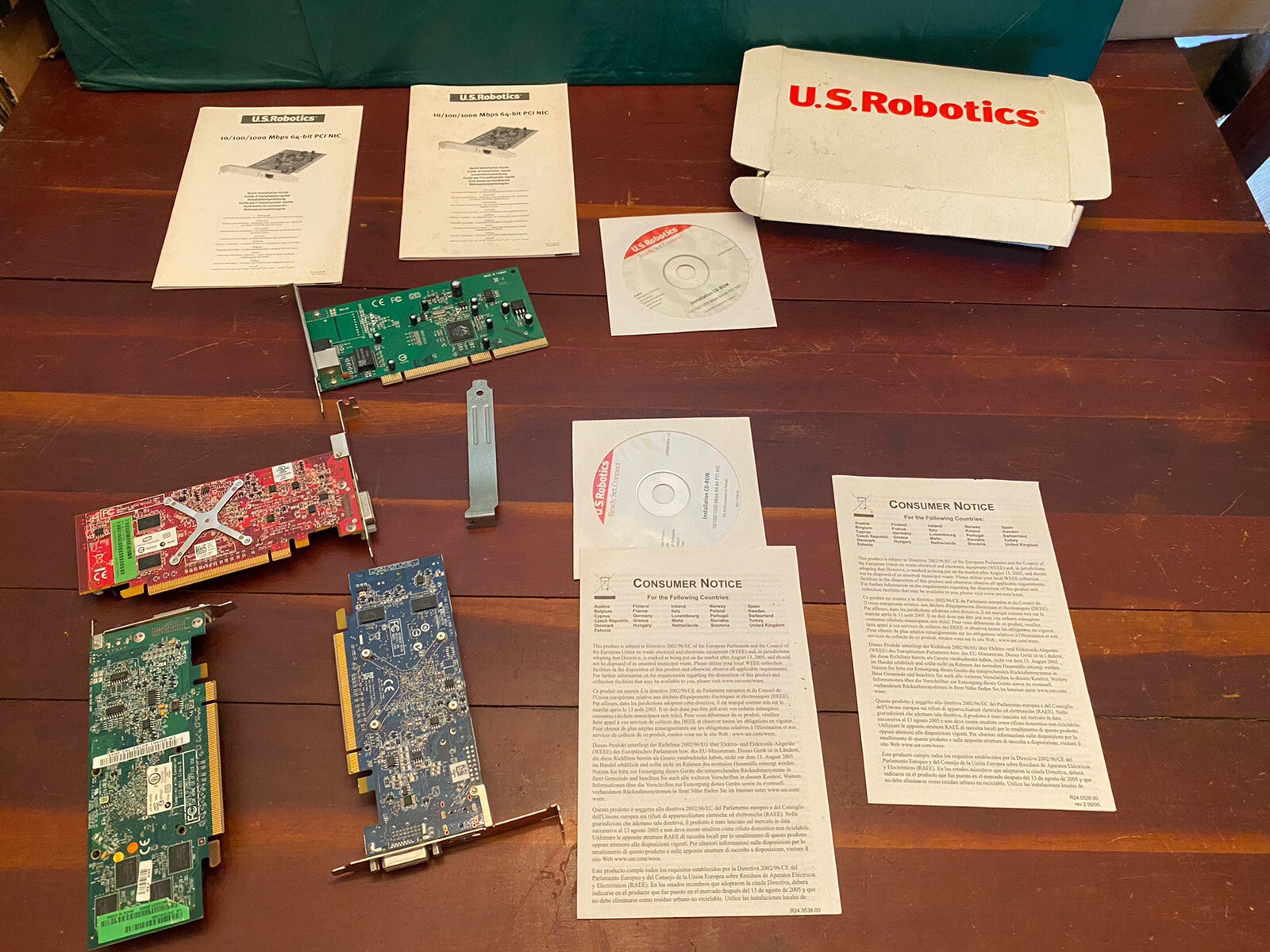 U. S. ROBOTICS Lot With 2 Installation CDs & 4 Different Computer Parts Untested