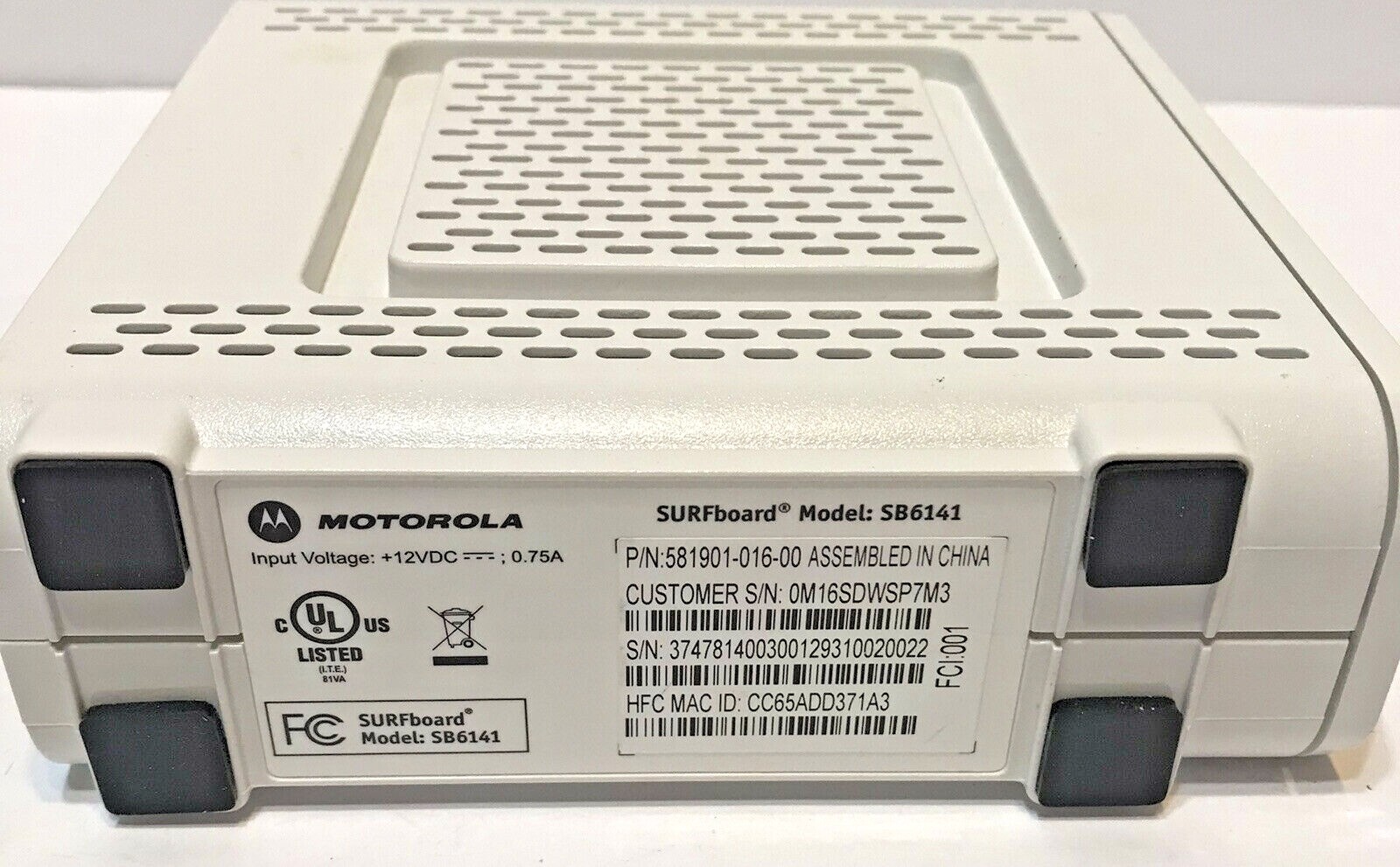 Motorola SURFboard SB6141 Cable Modem Power Supply Not Included