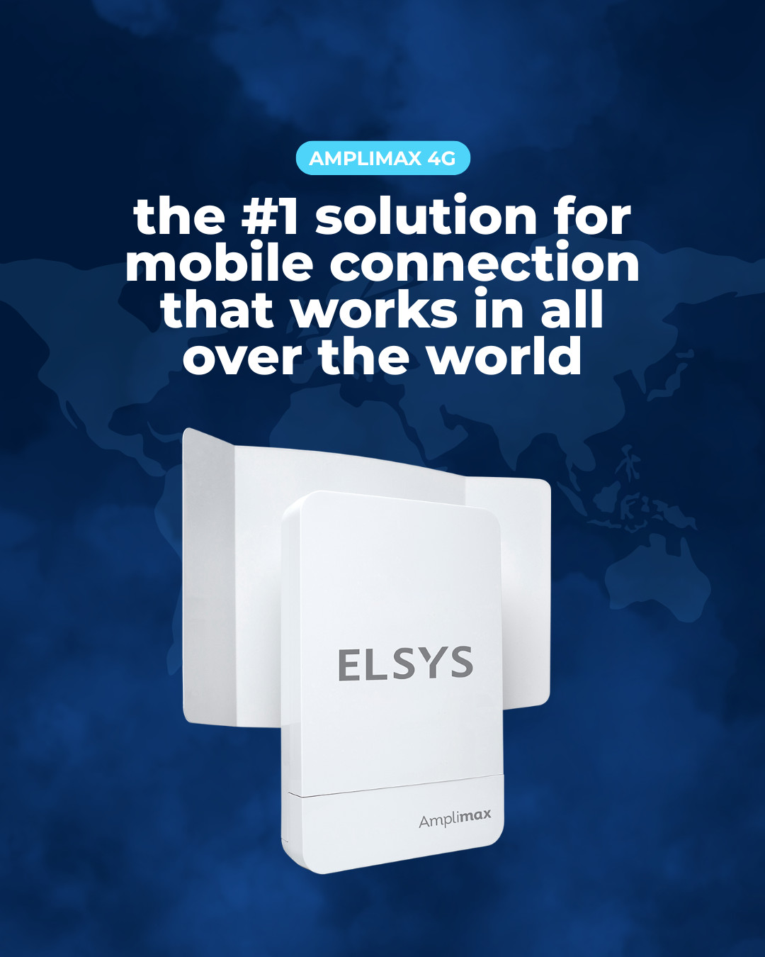 ELSYS AMPLIMAX 4G LTE Portable FWA Modem: Built-in High-Gain Antenna & SIM Slot.