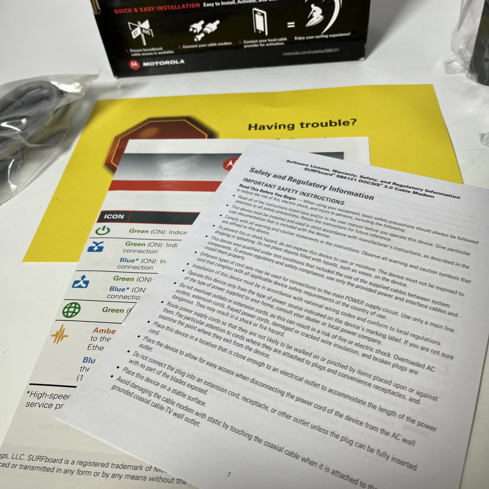 Motorola SURFboard SB6121 (575319-019-00) 199.68 Mbps Cable Modem Stream Game