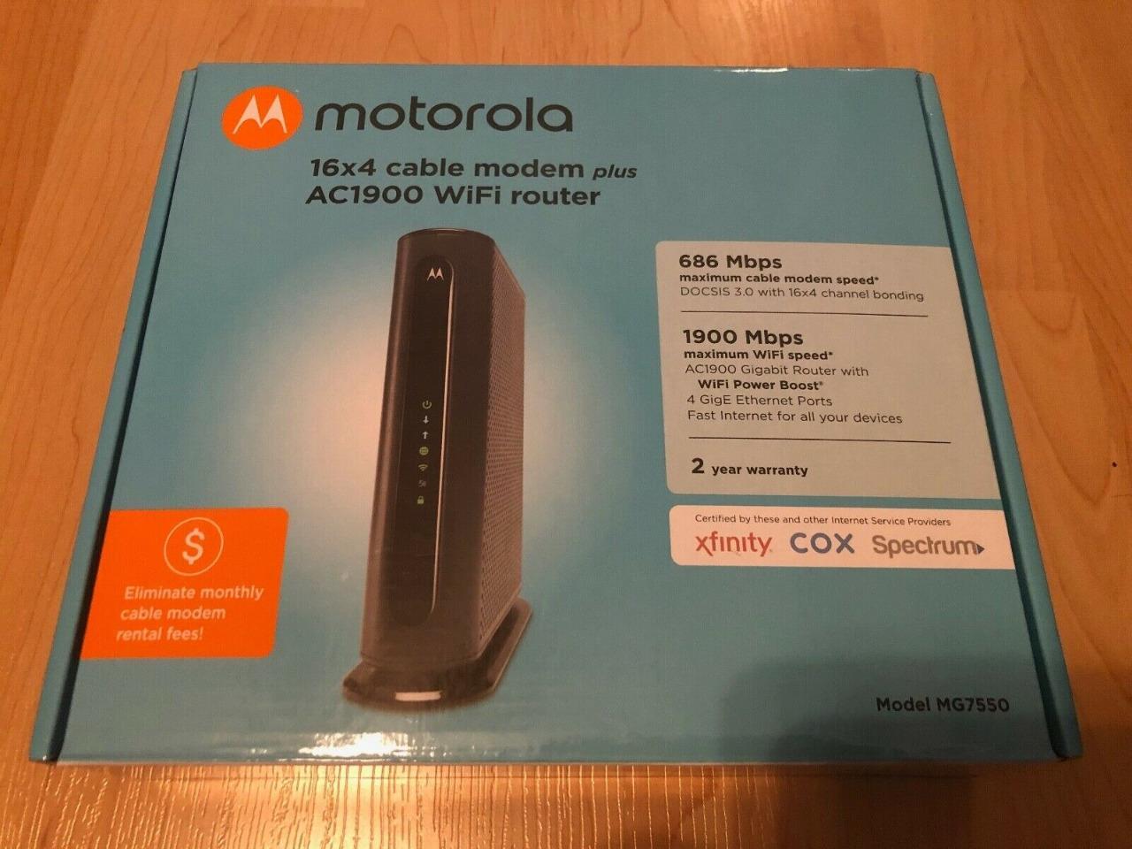 Motorola MG7550 16×4 High Speed ​​Cable Modem – Black IN ORIGINAL BOX