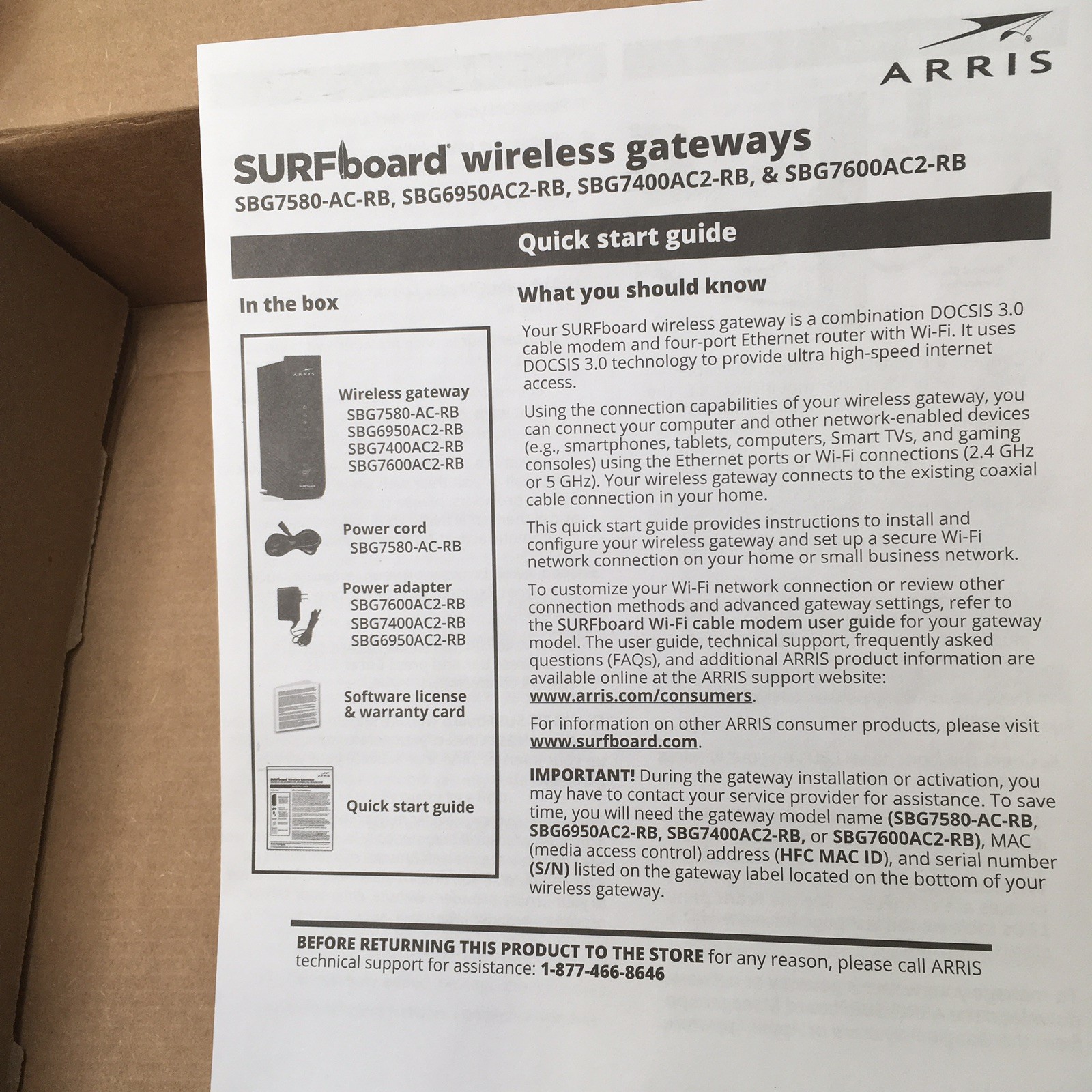 ARRIS Surfboard SBG6950AC2 Cable Modem & Wi-fi Router With McAfee, Open Box