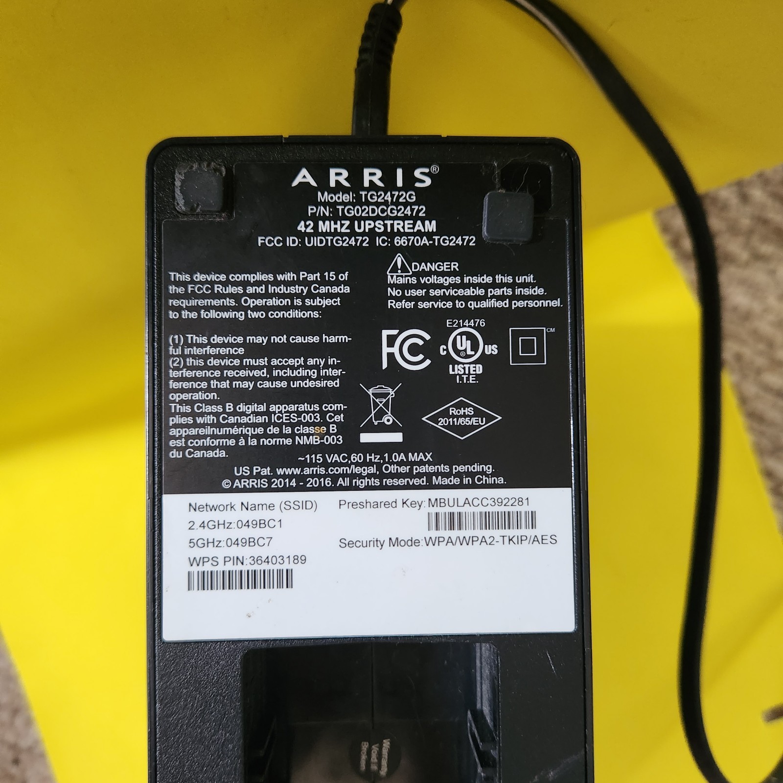 ARRIS Touchstone TG2472G Gateway Modem Tested