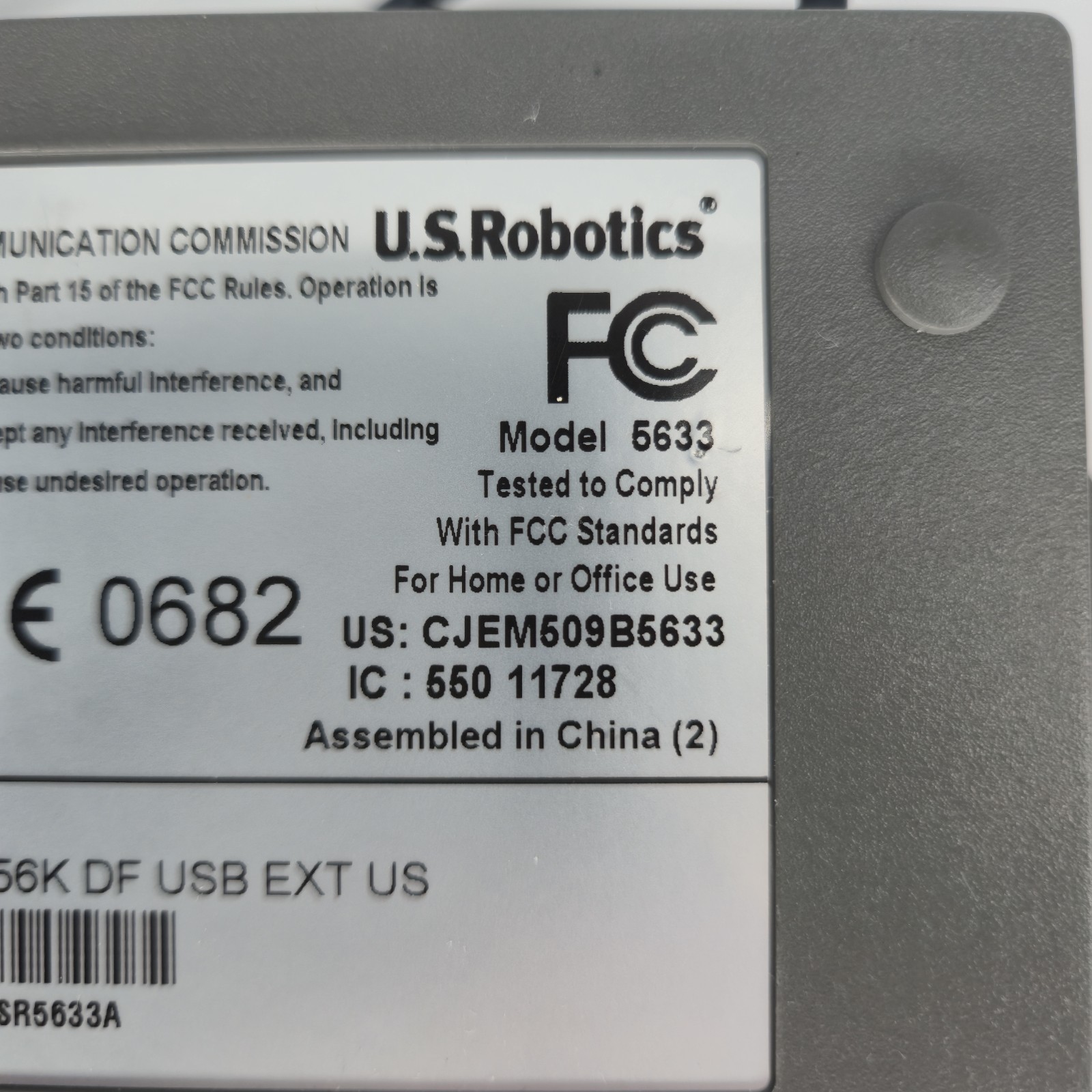 U.S. Robotics USR5633A 56K USB Faxmodem External Dial Up Modem Untested