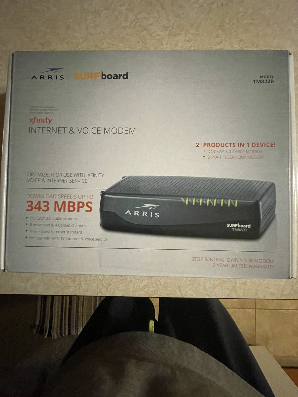 ARRIS TM822R Internet &amp Voice DOCSIS 3.0 Modem