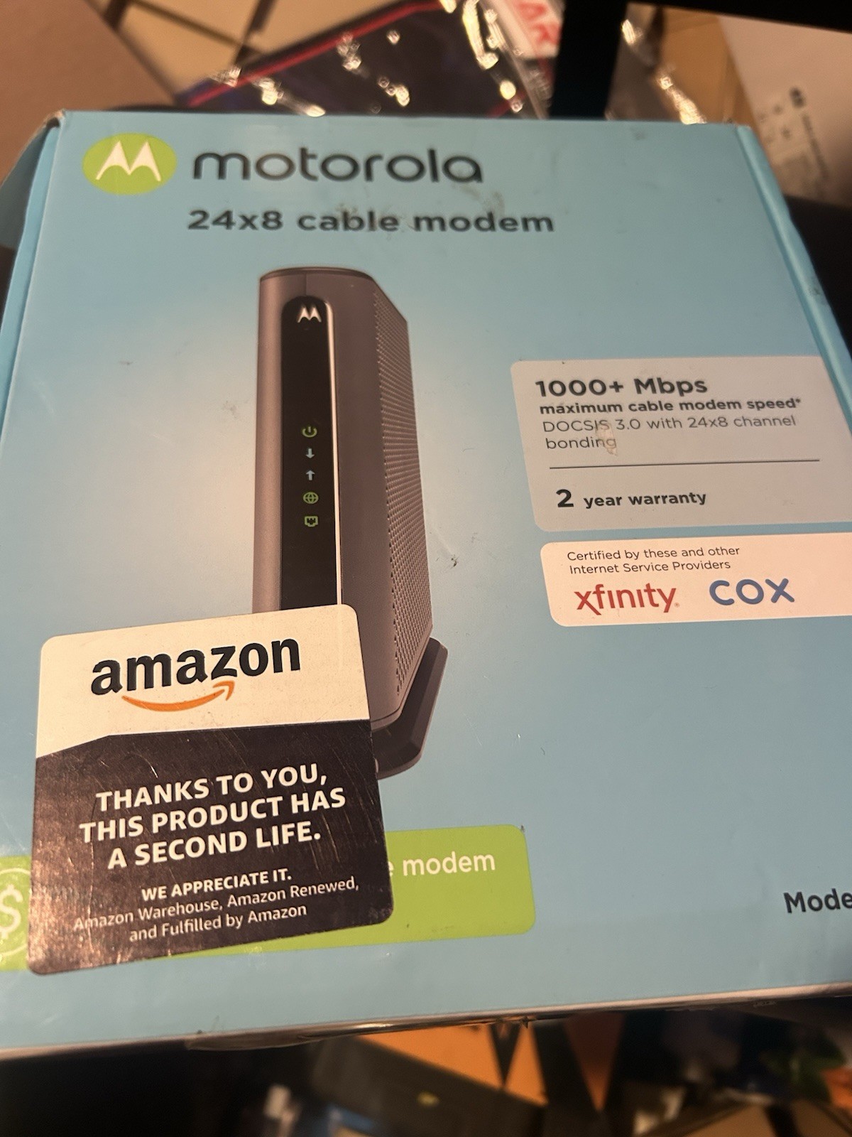 Motorola 24×8 Cable Modem MB7621-10 1000+ Mbps / Open Box