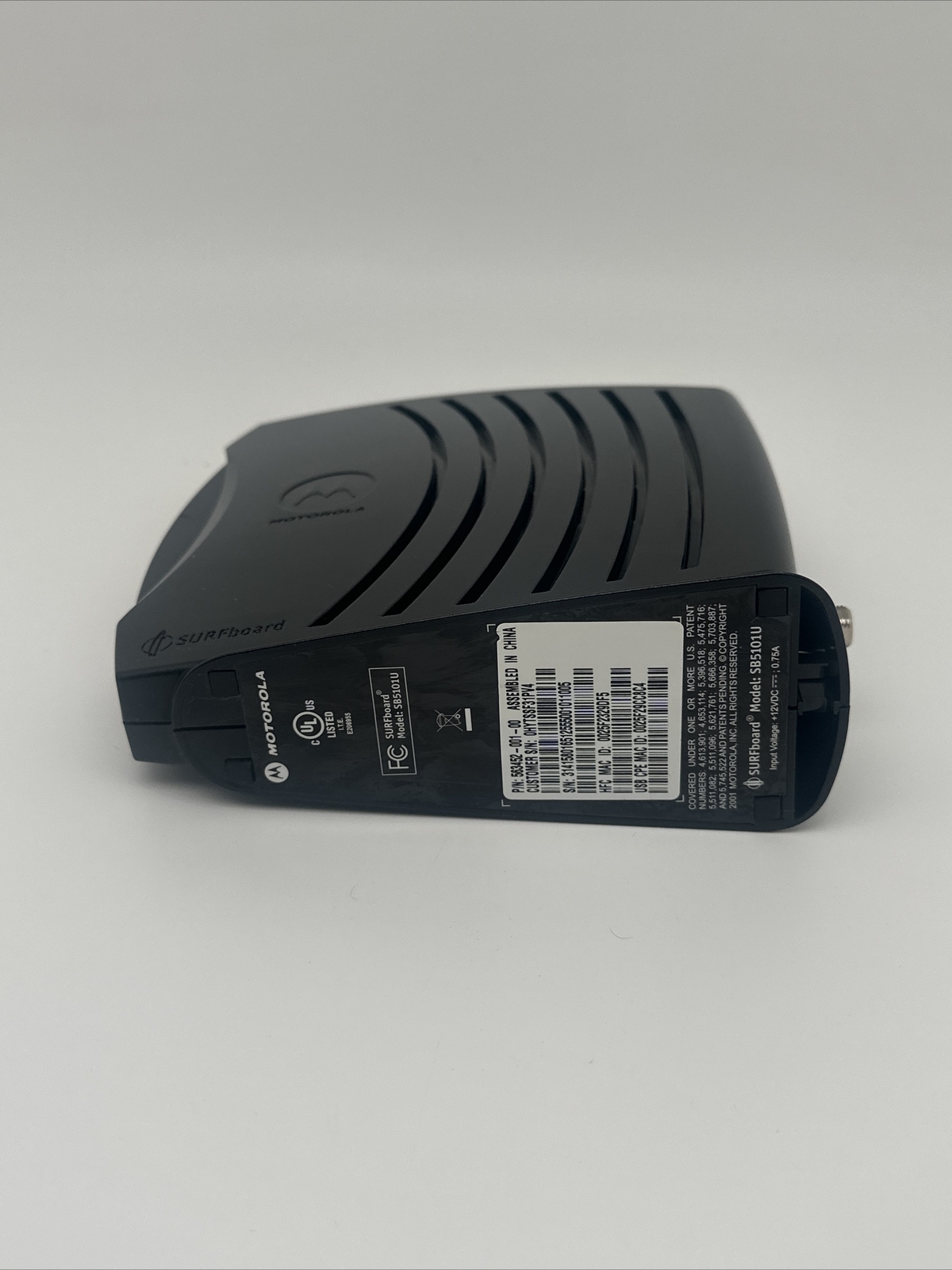 Motorola SURFboard SB5101U – Cable Modem, Input Voltage: + 12VDC ….8