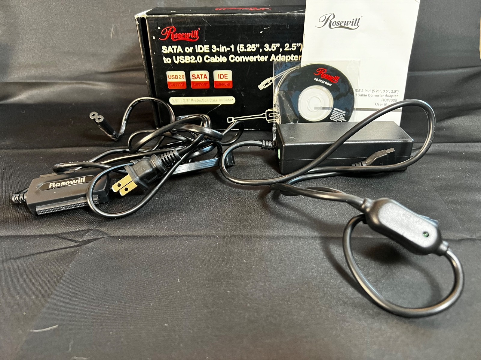 Rosewill SATA IDE 3-in-1 ( 5.25” ,3.5” ,2.5”) to USB2.0 Converter Adapter