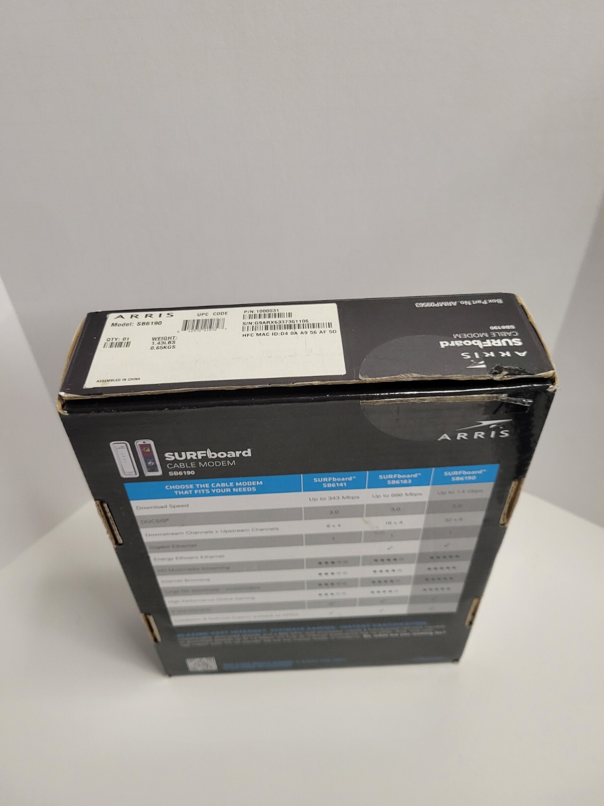 Arris Surf Board SB6190 Cable Modem DOCSIS 3.0 Complete Comcast Xfinity Cox
