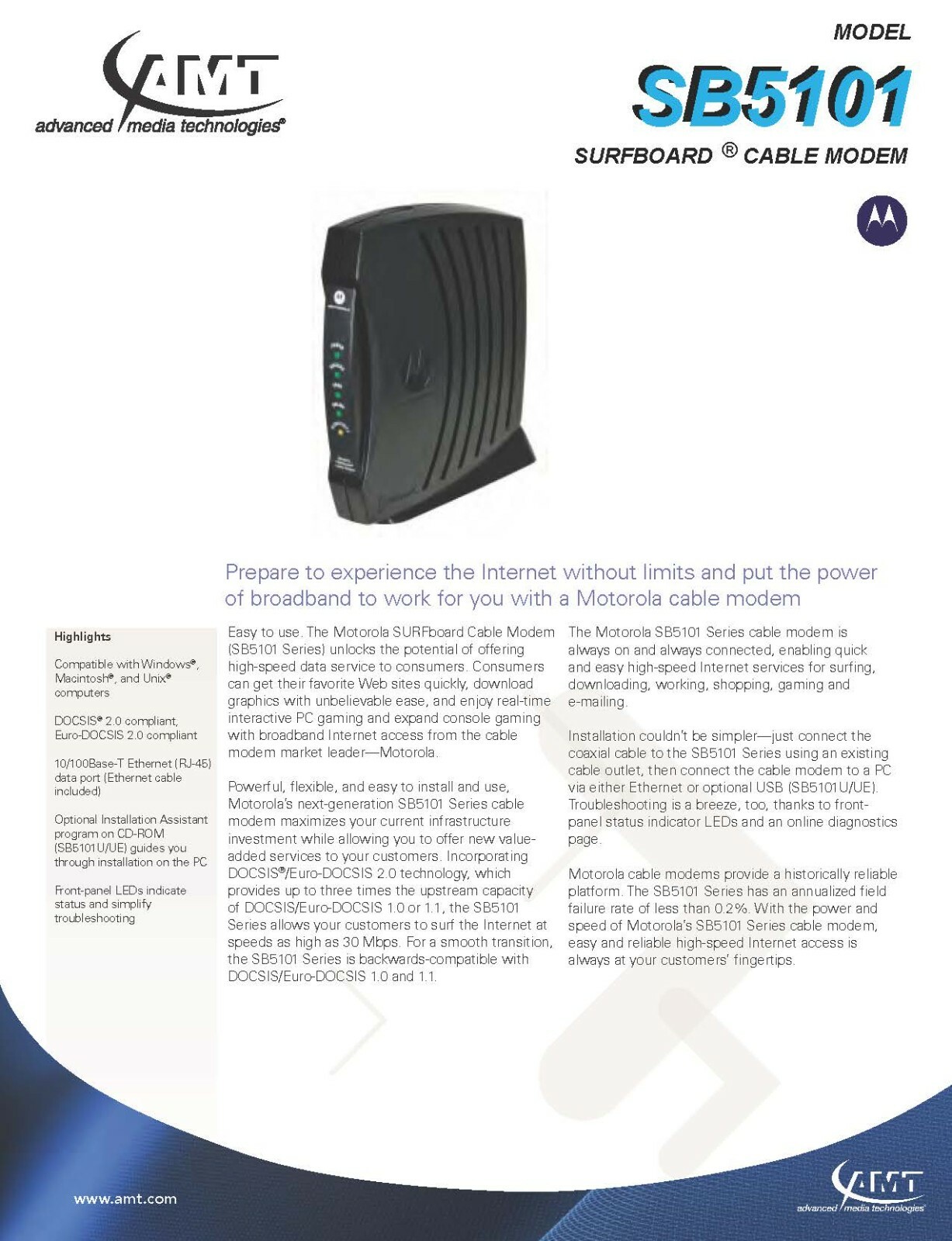 Motorola SURFboard SB5101 (SB515291-001-00) 38 Mbps