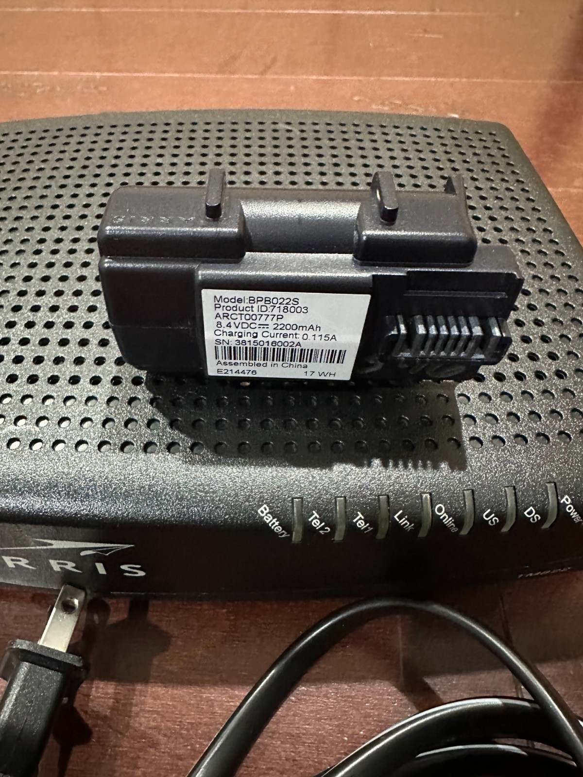 ARRIS TM822G DOCSIS 3.0 CABLE VoIP TELEPHONY MODEM OPTIMUM W/BATTERY BACKUP