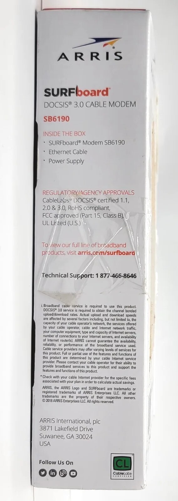 Arris Surfboard Docsis 3.0 Cable Modem SB6190 Cox SPECTRUM Comcast XFINITY BLACK