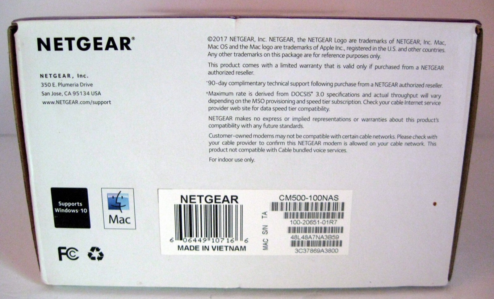 🛜NETGEAR CM500 CM500-1AZNAS 16×4 DOCSIS 3.0 Cable Modem🌟680 Mbps