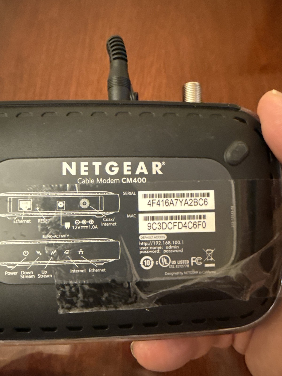 NETGEAR CM400 Cable Modem DOCSIS 3.0 High Speed Internet Tested Working