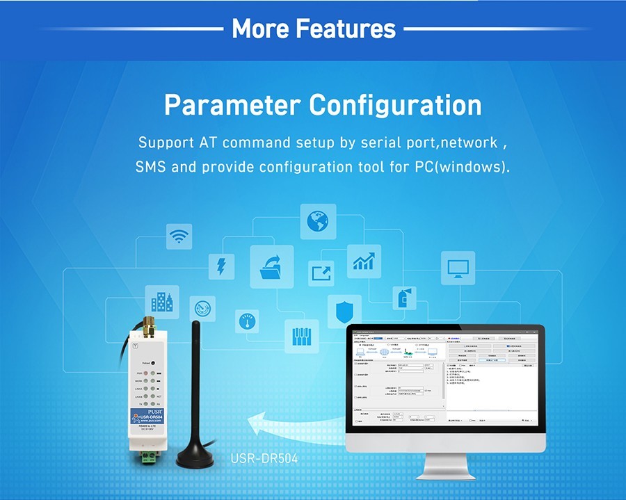 PUSR Din Rail RS485 Industrial Cellular Modems With Sim Card USR-DR504-G
