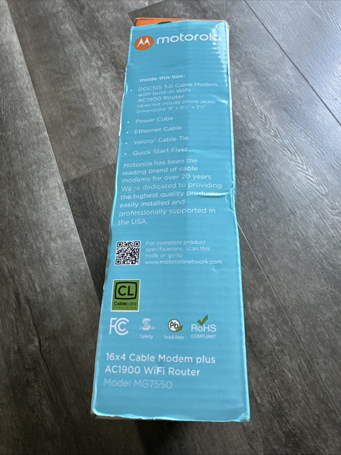 Motorola MG7550 16×4 DOCSIS 3.0 Cable Modem Plus AC1900 WiFi Router – New Sealed