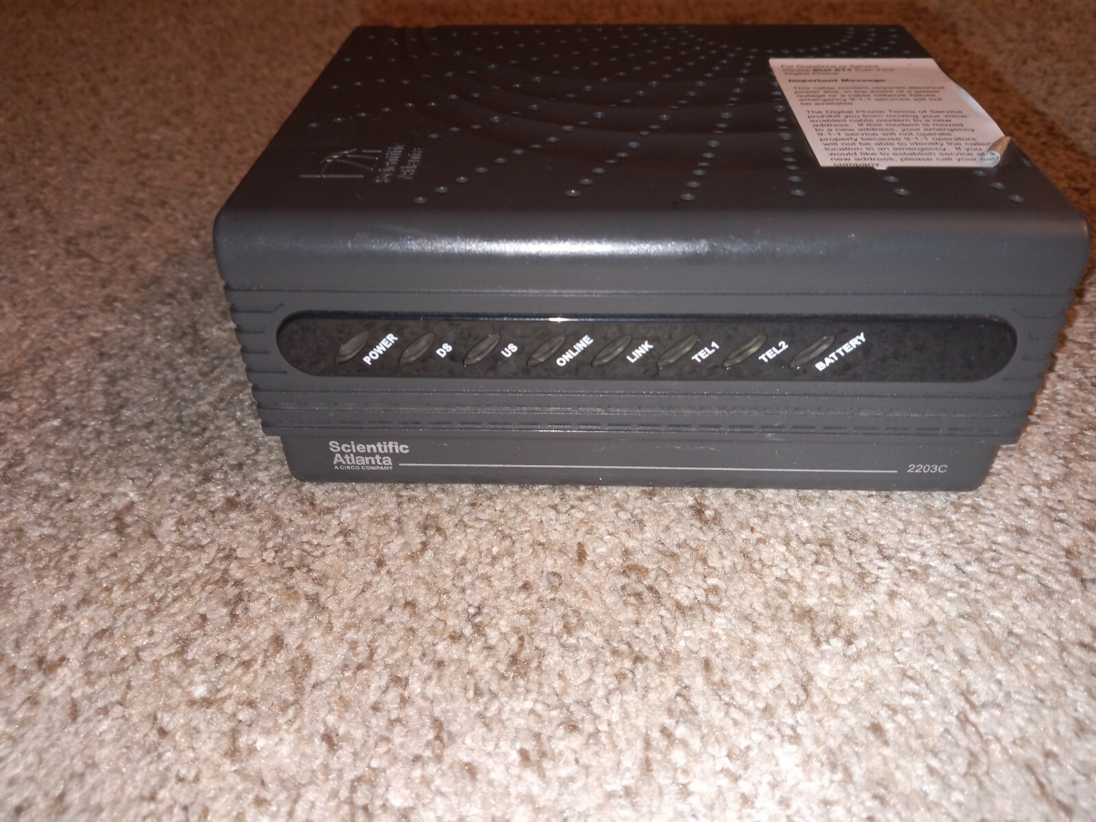 Scientific Atlanta/Cisco DPC2203C VOIP Cable Modem P/N 4013088 **MODEM ONLY**