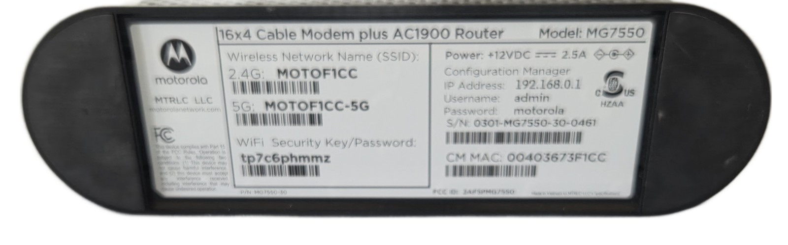 Motorola MG7550 16×4 High Speed ​​Cable Modem Plus AC1900 WiFi Router