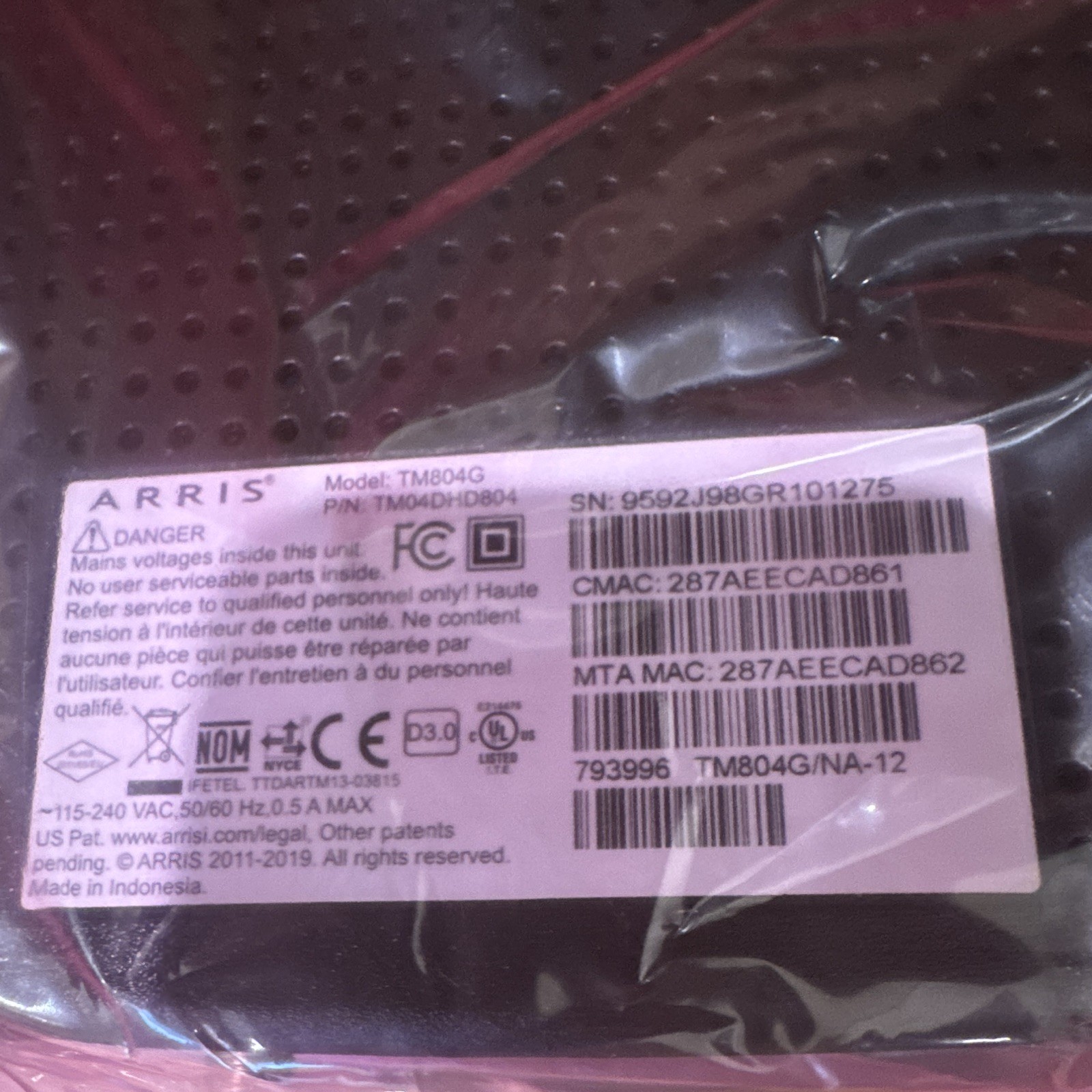 ARRIS TM804G TOUCHSTONE BLACK MODEM TM04DHD804 LOT OF 2 brand NEW