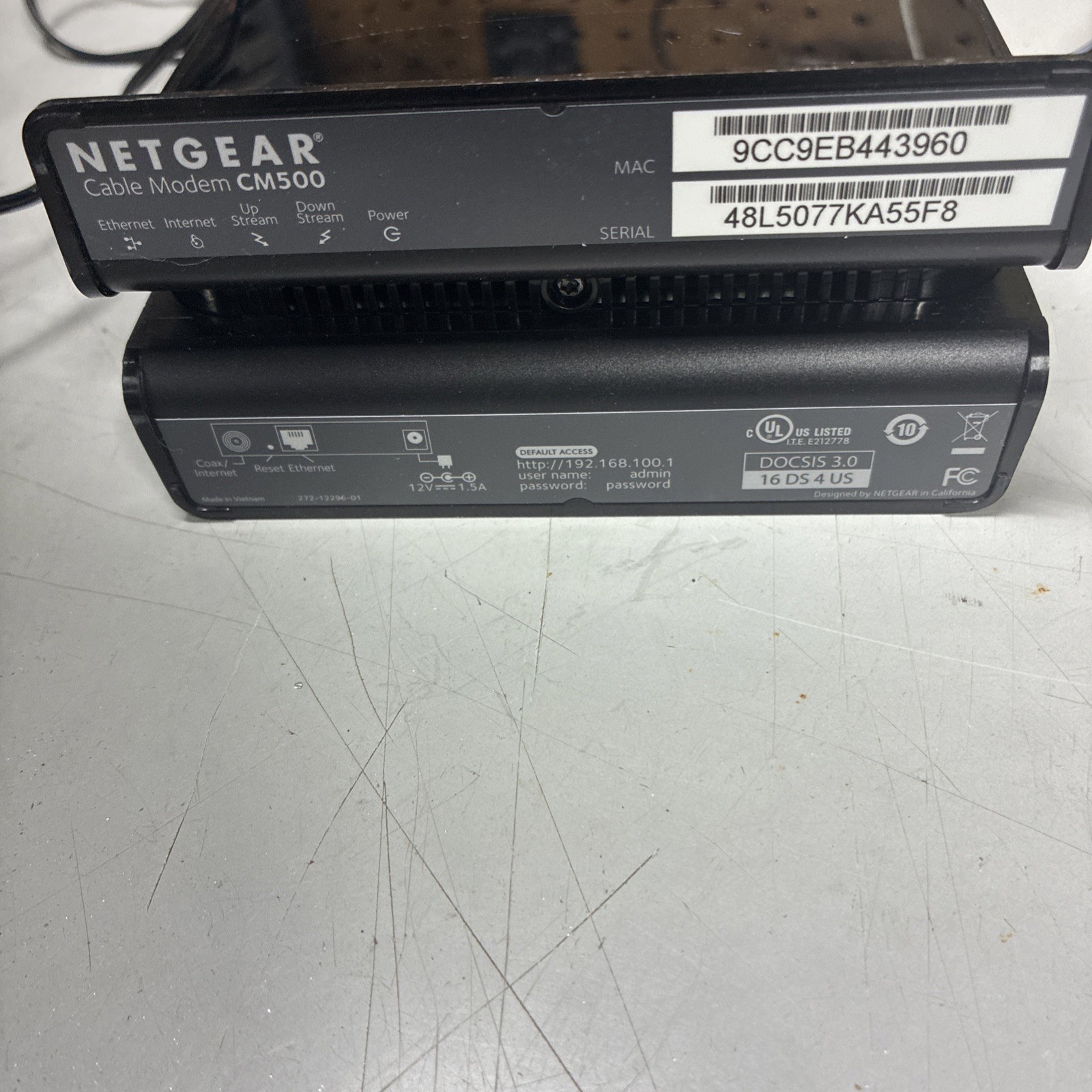 NETGEAR CM500 (CM500100NAS) 680 Mbps Cable Modem – Black – A