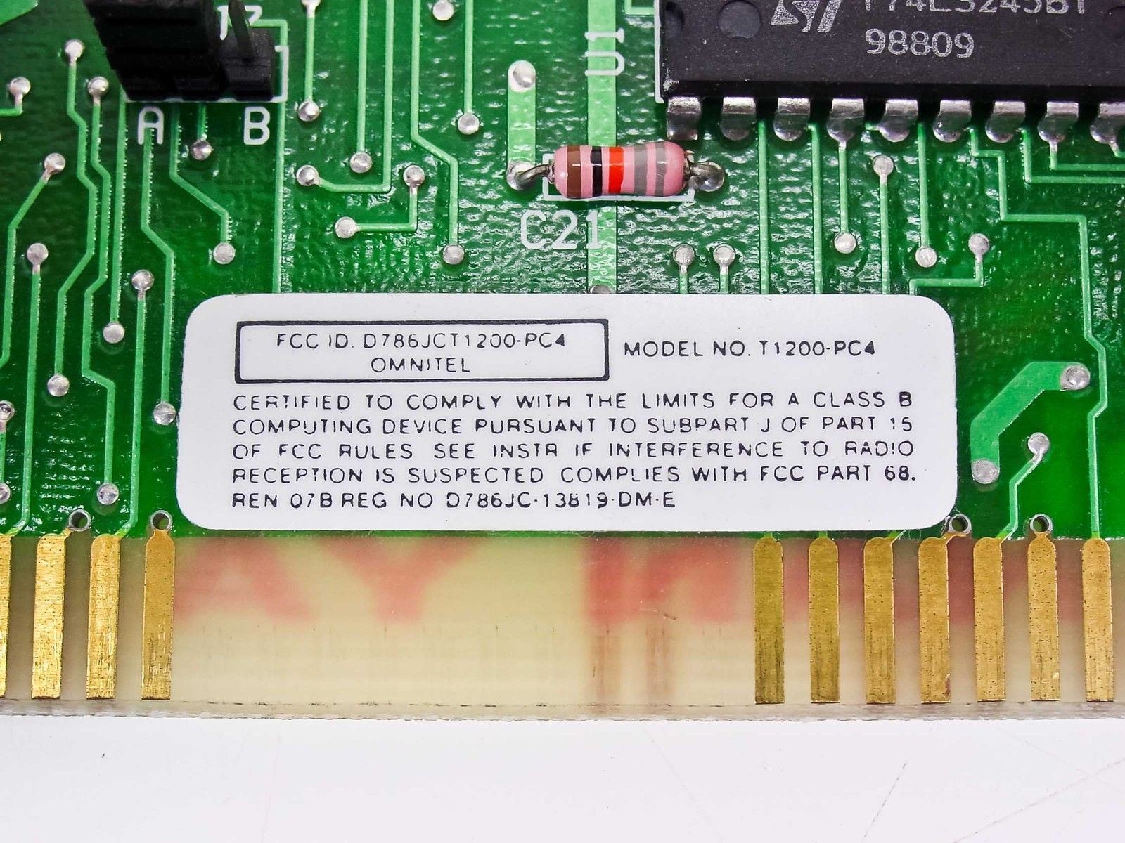 Omnitel 8BIT ISA Internal Modem T1200-PC4