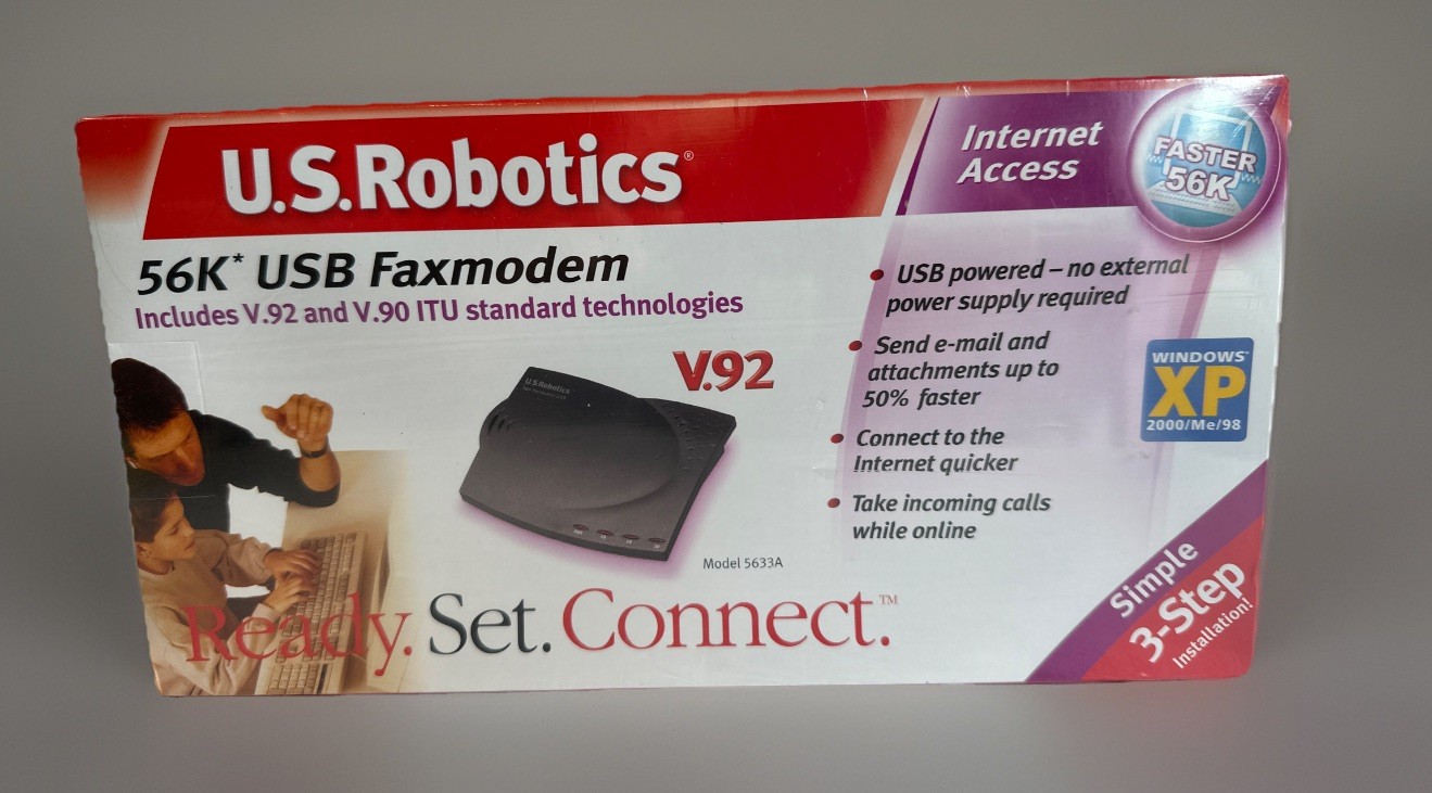 U.S. Robotics 56K Fax Modem USB V.92 V.90 56K ITU USR5633A – New Sealed