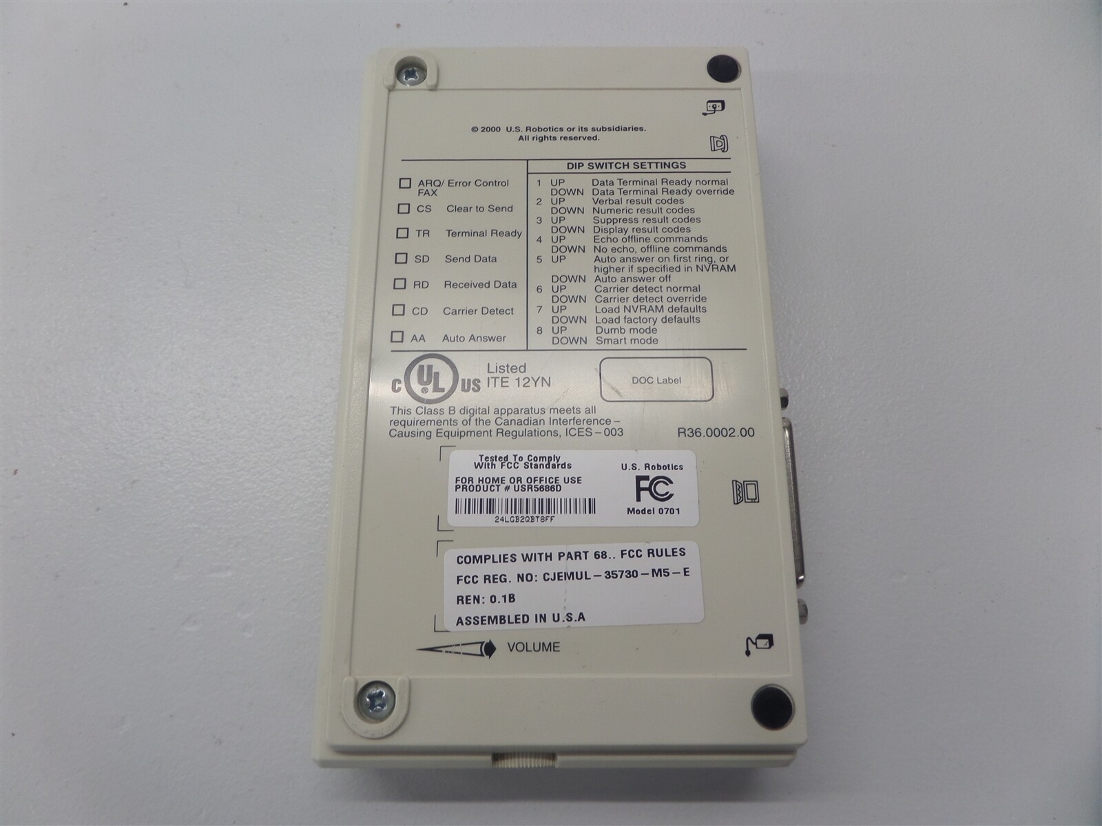 US Robotics Sportster 56K V.90 Fax Modem USR5686D
