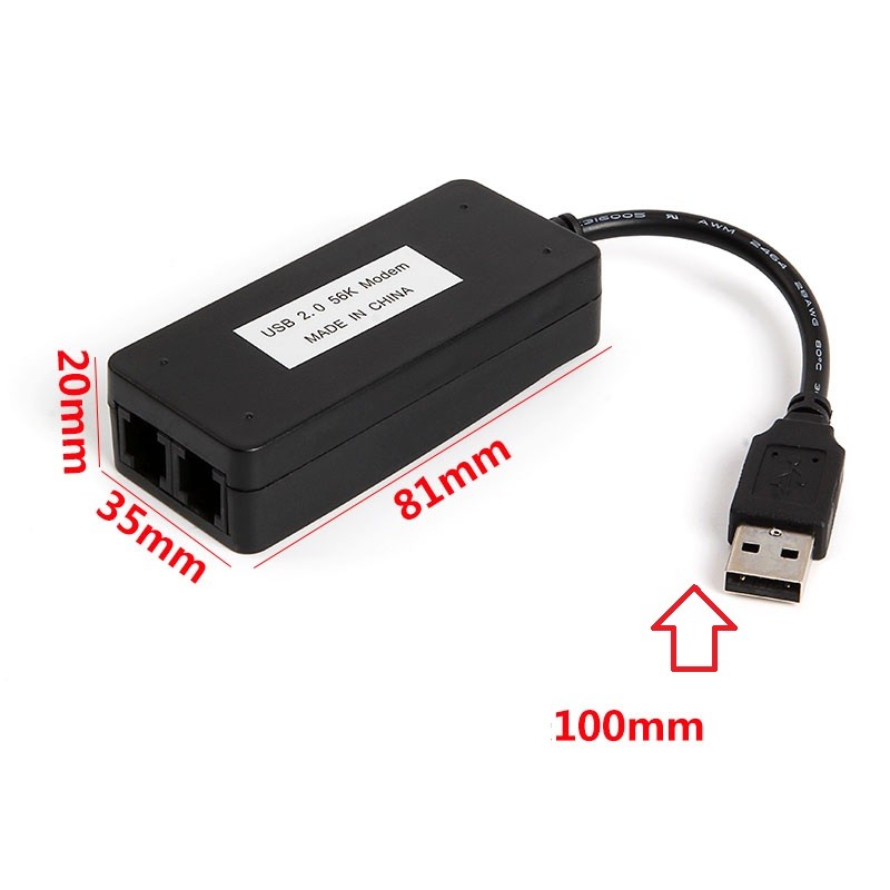 Dual RJ11 Ports USB 56K External Dial Up Voice Fax Data Modem for Windows 7 8