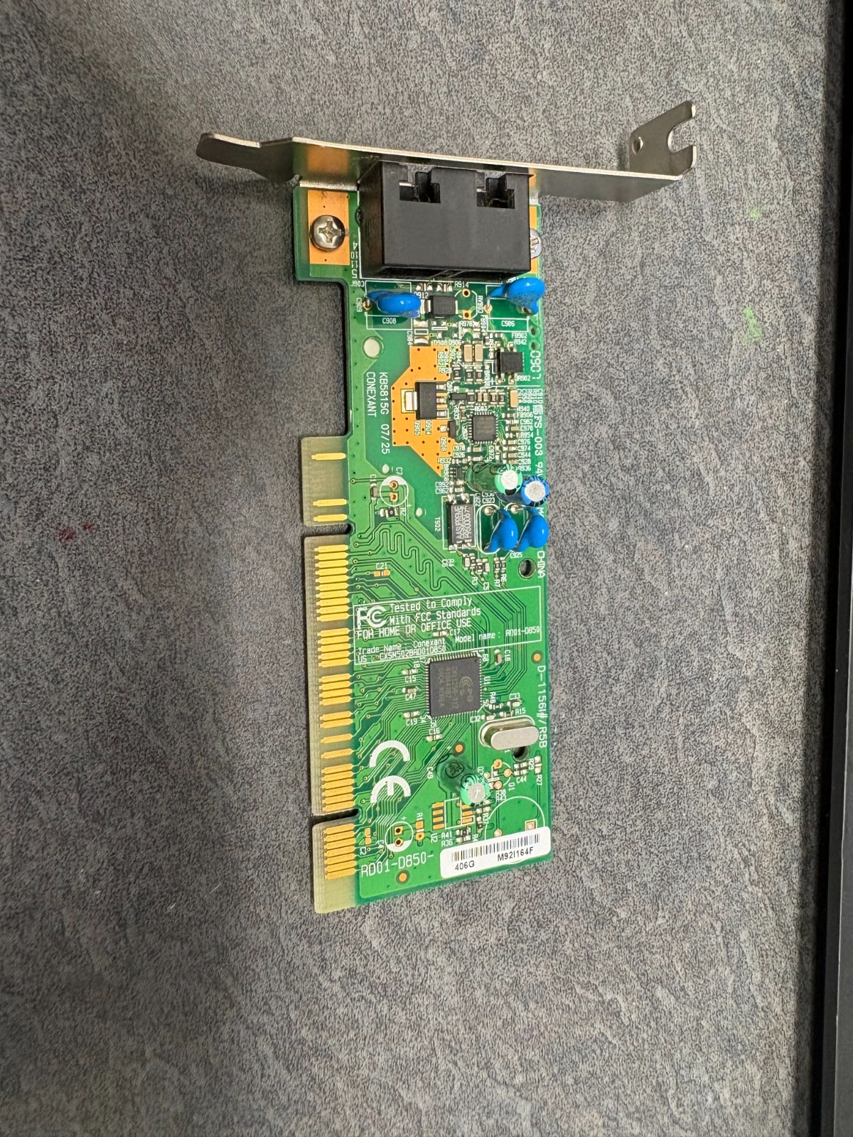 Conexant RD01-D850 PCI Modem Card Fax Phone 56K HP 5188-4219 c64s325 TESTED RJ11
