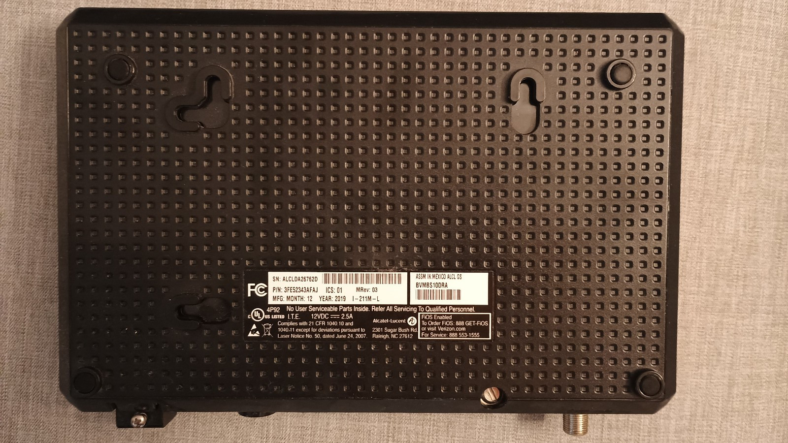 ALCATEL VERIZON OPTICAL NETWORK TERMINAL ONT I-211M-L MODEM + AC ADAPTER