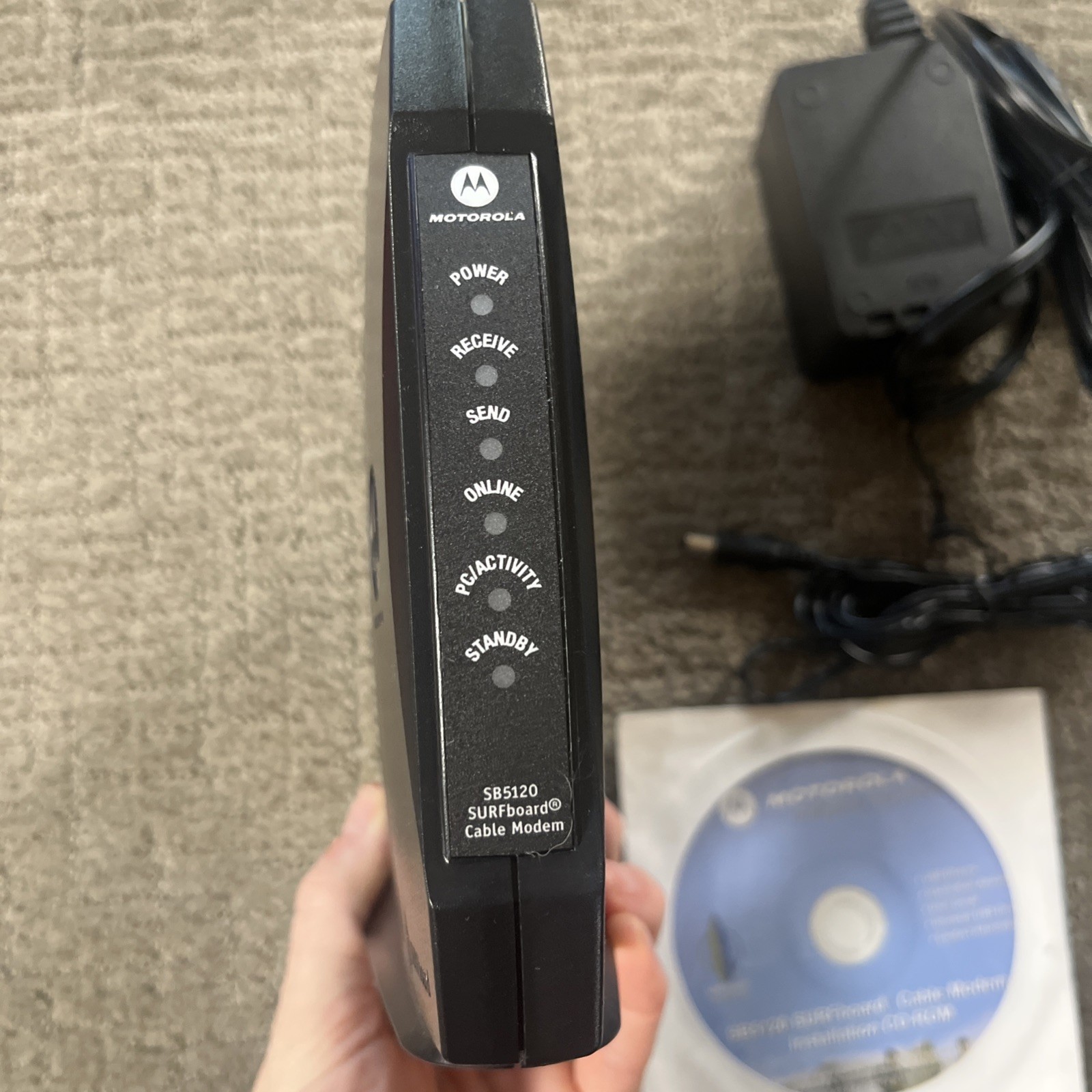 Motorola SB5120 SurfBoard Cable Modem Power Cord Installation CD-ROM