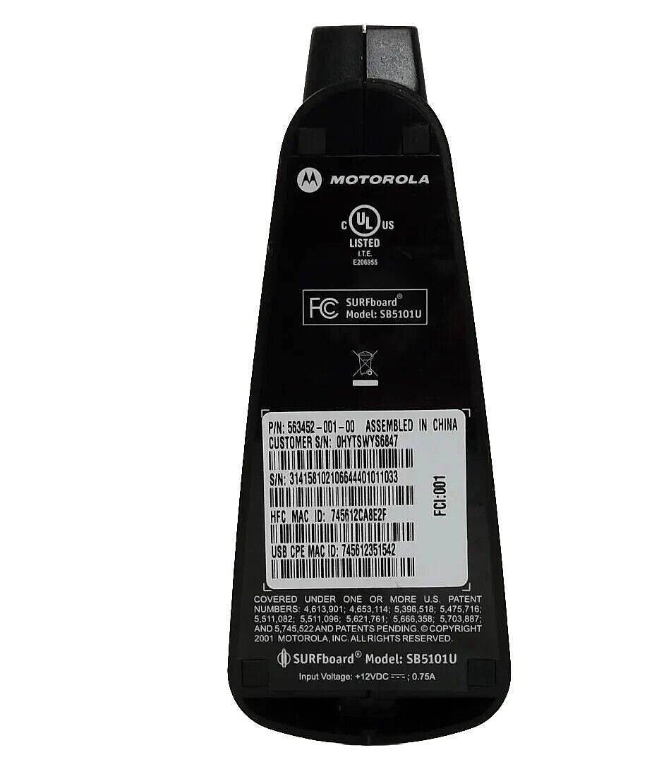 Motorola SURFboard SB5101U Cable Modem 38 Mbps w/ AC Adapter High-Speed