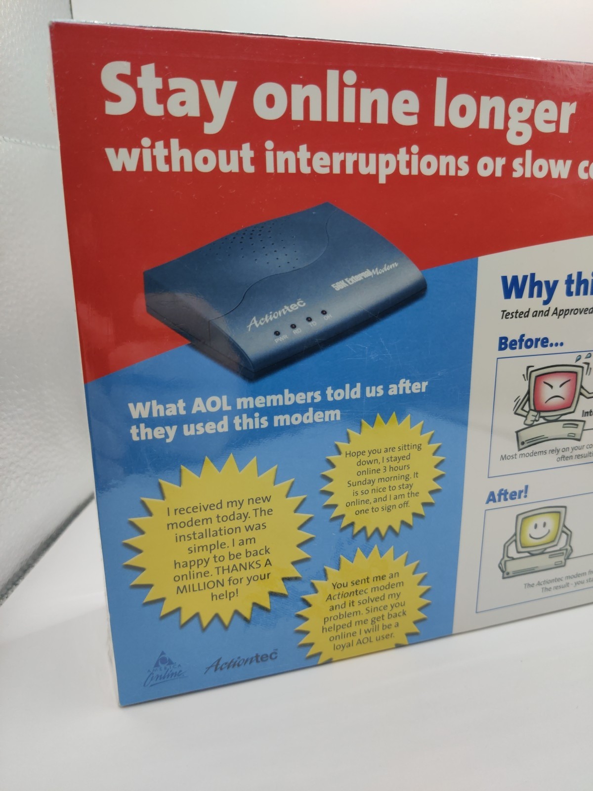 AOL America Online Actiontec Modem Kit from AOL EXUV9212-04 NEW OLD STOCK
