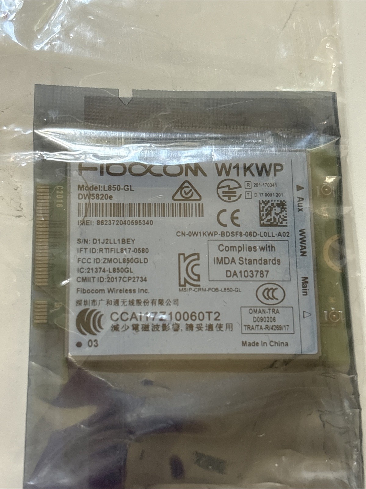DELL DW5820E LTE Card Modem Mini-PCI Express Card W1KWP-0W1KWP W96