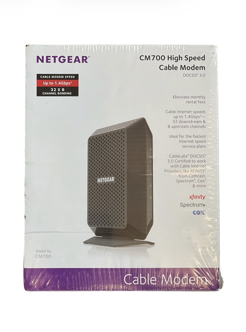 Netgear Cable Modem Black CM700 High Speed DOCSIS 3.0 1.4Gbps 32×8 New/Sealed