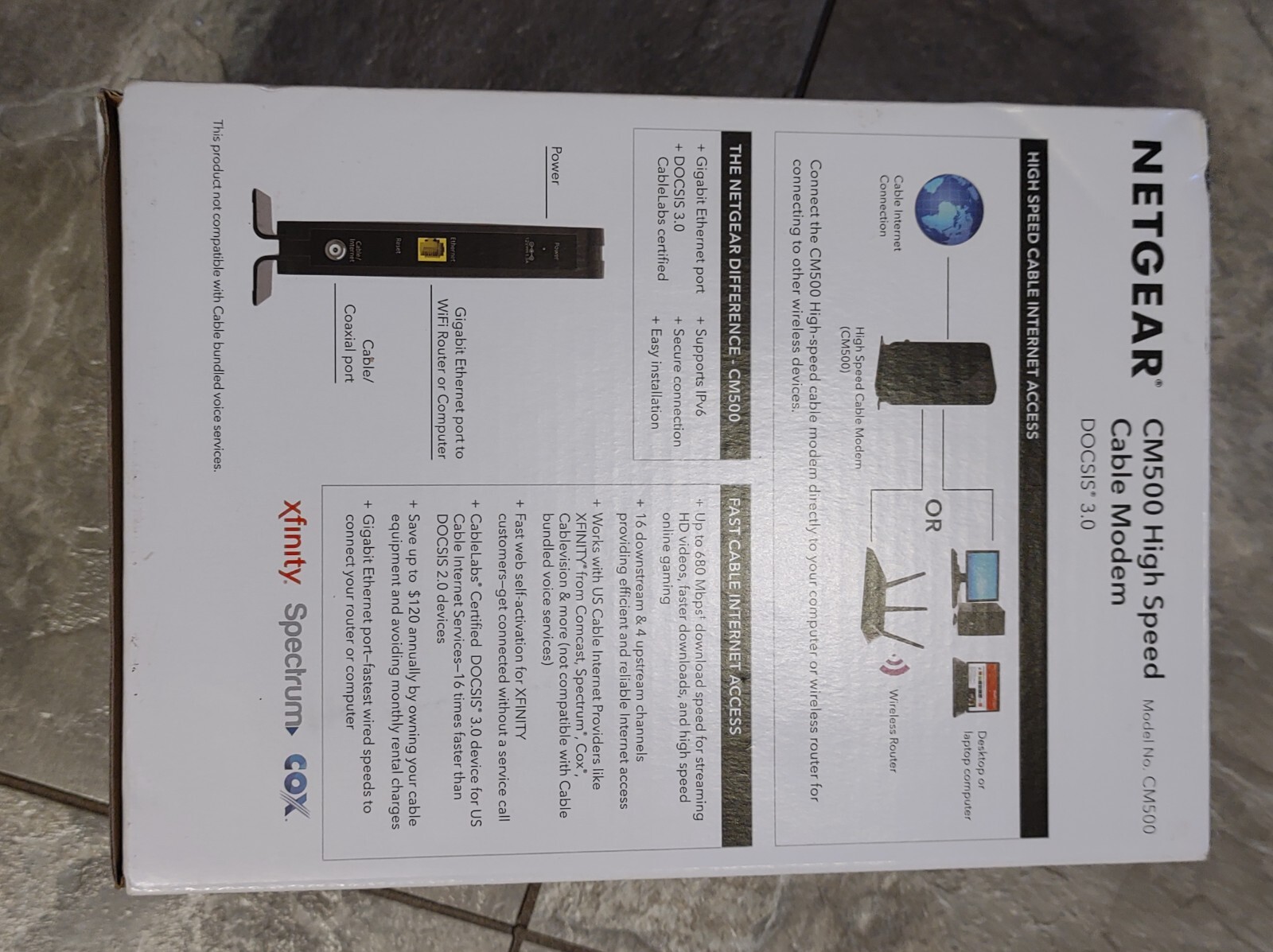 NETGEAR CM500 High Speed Cable Modem Black *Tested* (B5)