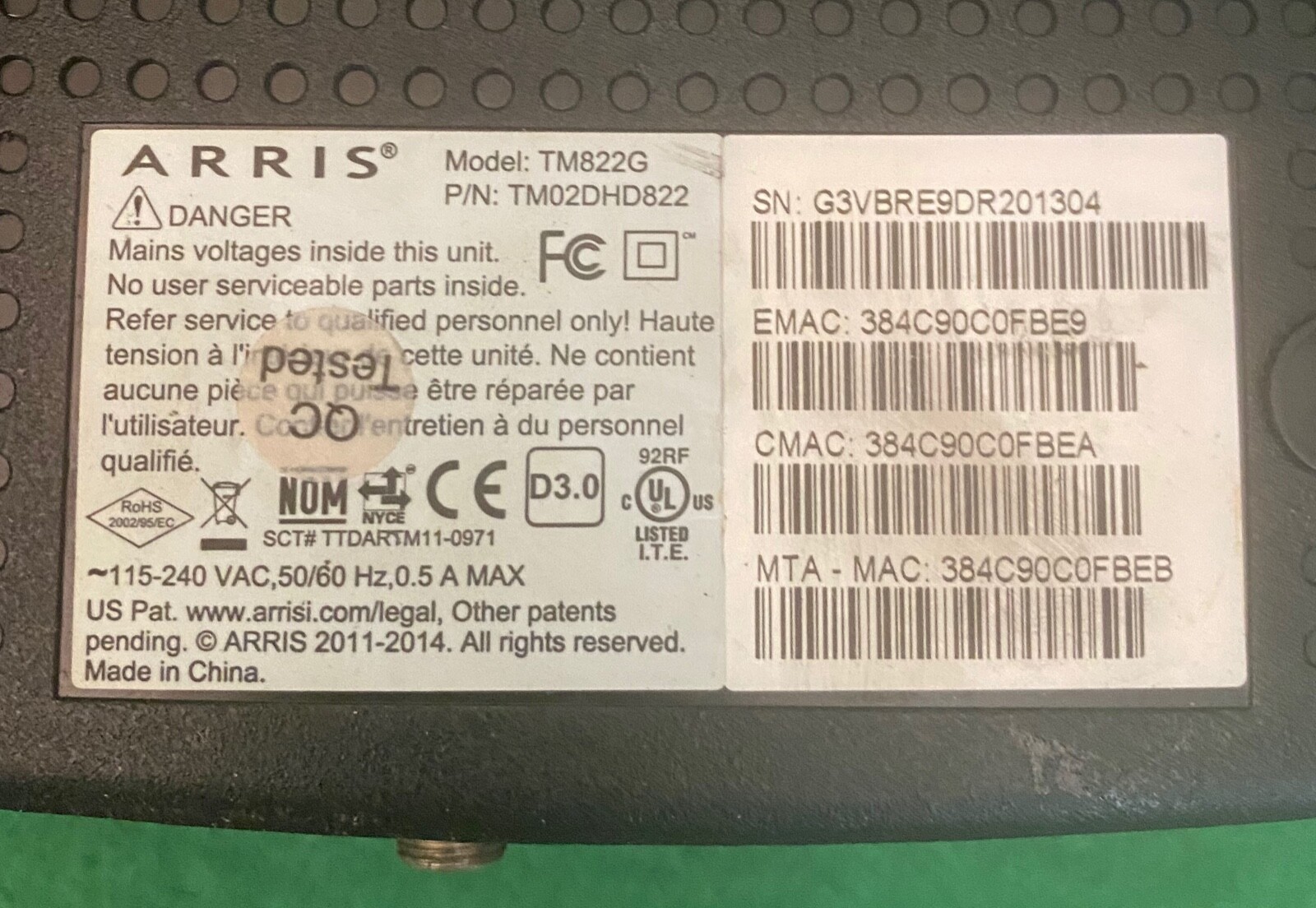 Cable Modem Lot RAC2V1K EU2251 Arris TM822G___PLEASE READ.