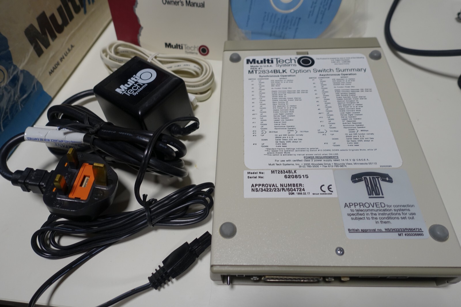 Multitech MT2834BLK External V34 Data/Fax Intelligent Modem 33.6KBPS UK