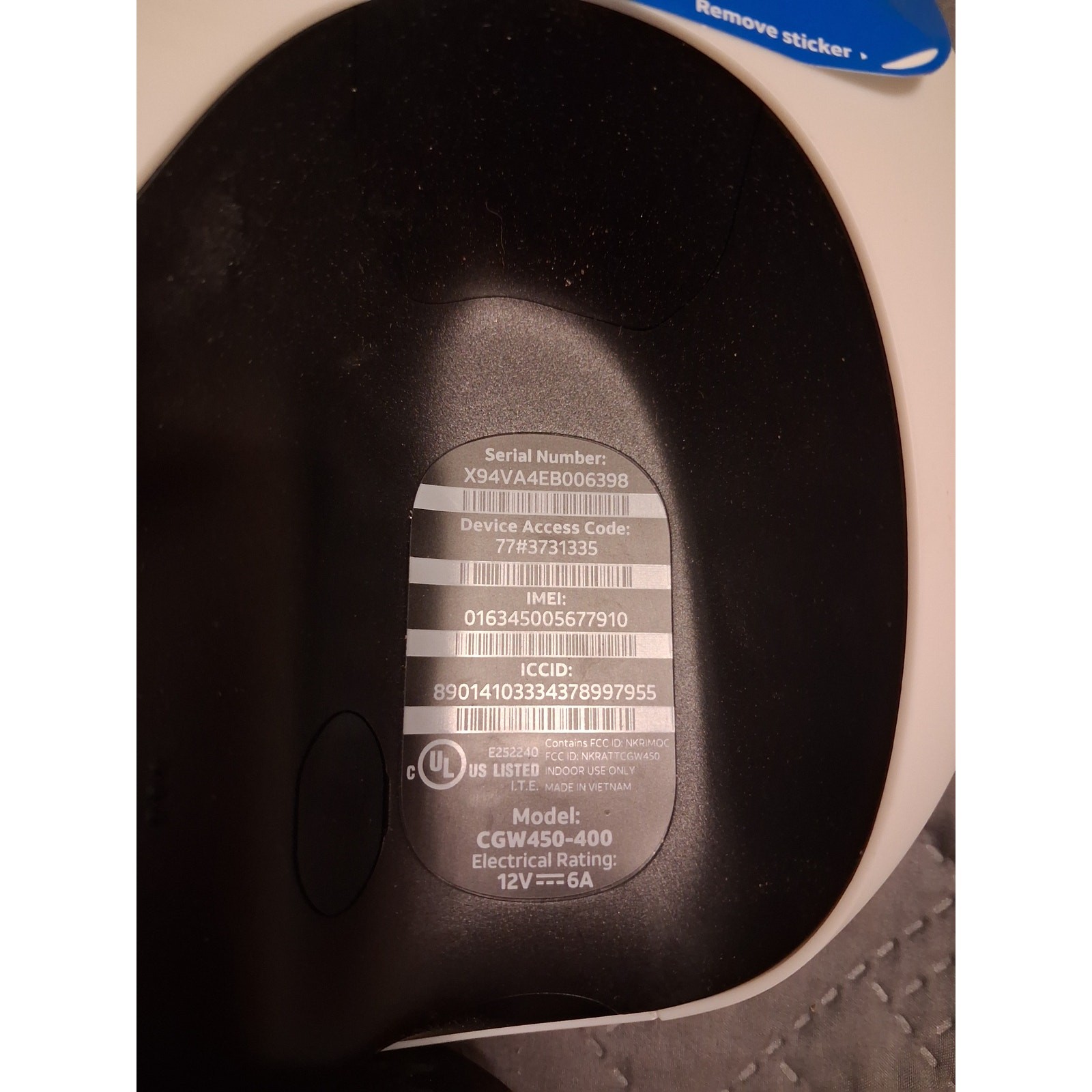 AT&T Internet Air All-Fi Hub 5G Wireless Home Router CGW450-400 w/ Power Adapter