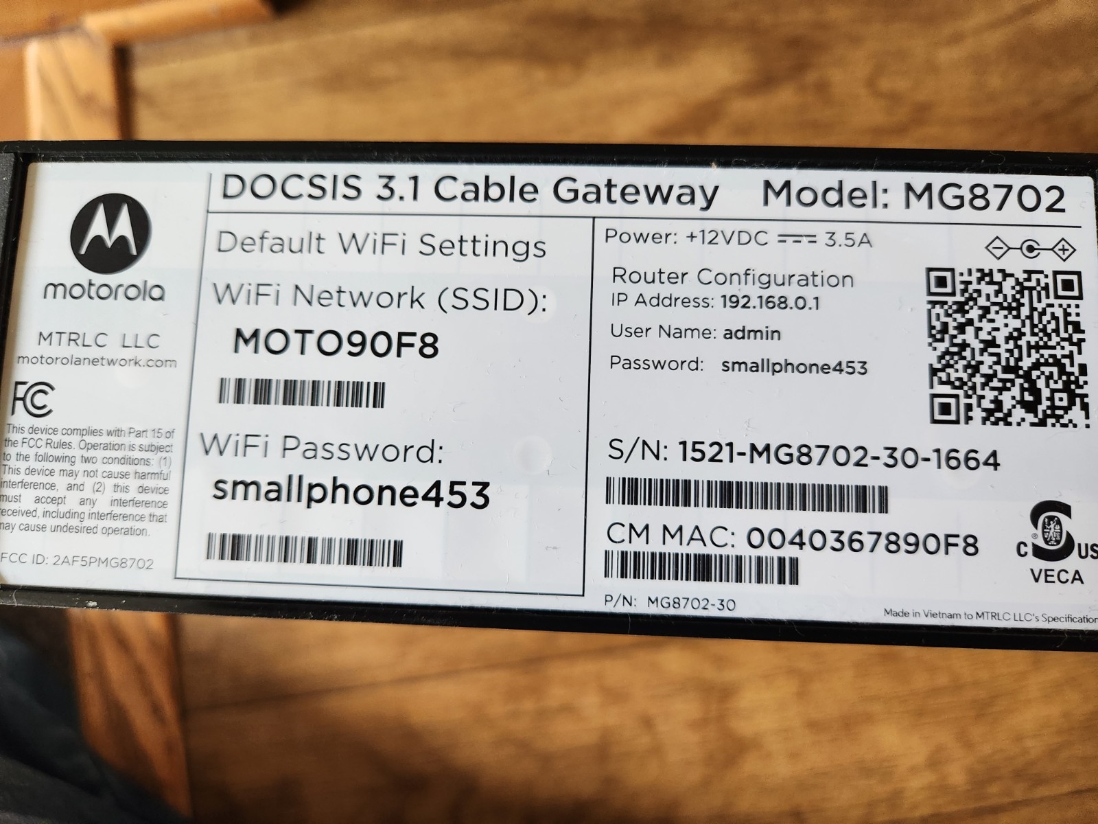 Motorola MG8702 DOCSIS 3.1 Cable Modem with Gigabit Router