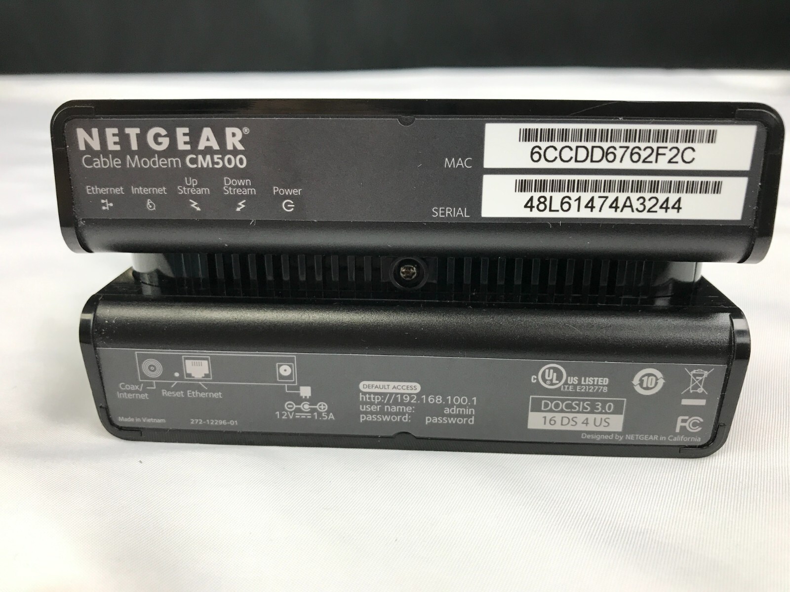 NETGEAR CM500 Cable Modem – 680 Mbps – Black