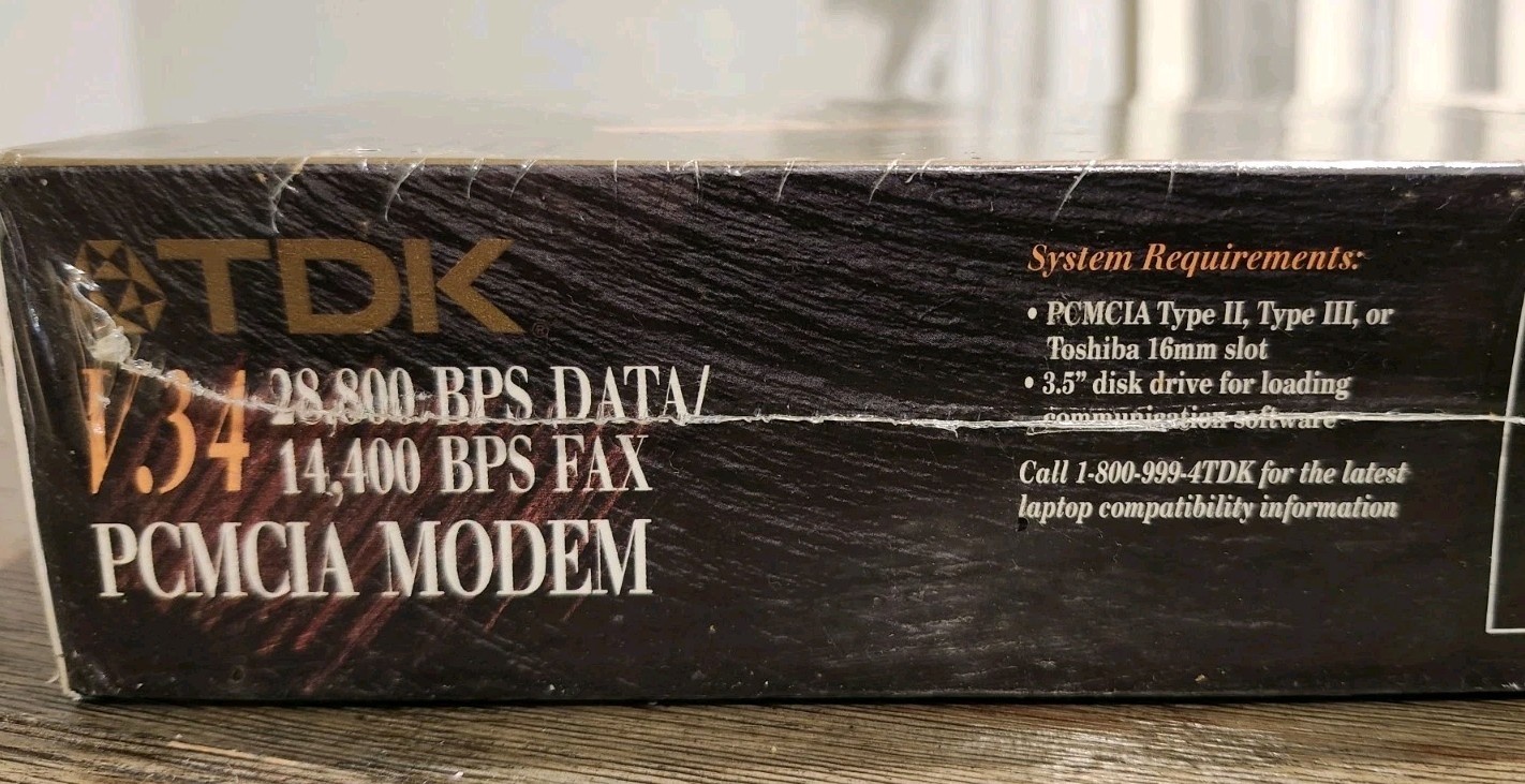 Vtg TDK DF2814 PCMCIA Laptop Modem V.34, 28.8k BPS Data / 14.4k bps Fax Sealed