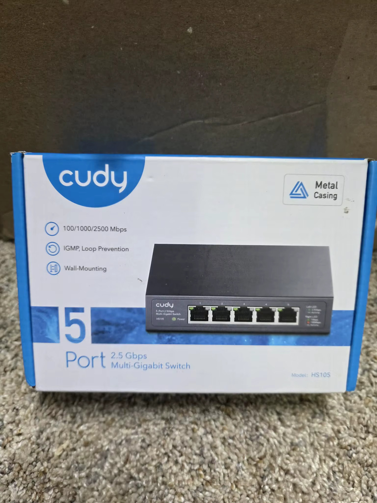 Cudy HS105 5-Port 2.5Gbps Multi-Gigabit Desktop Switch Metal Case Wall Mount NEW