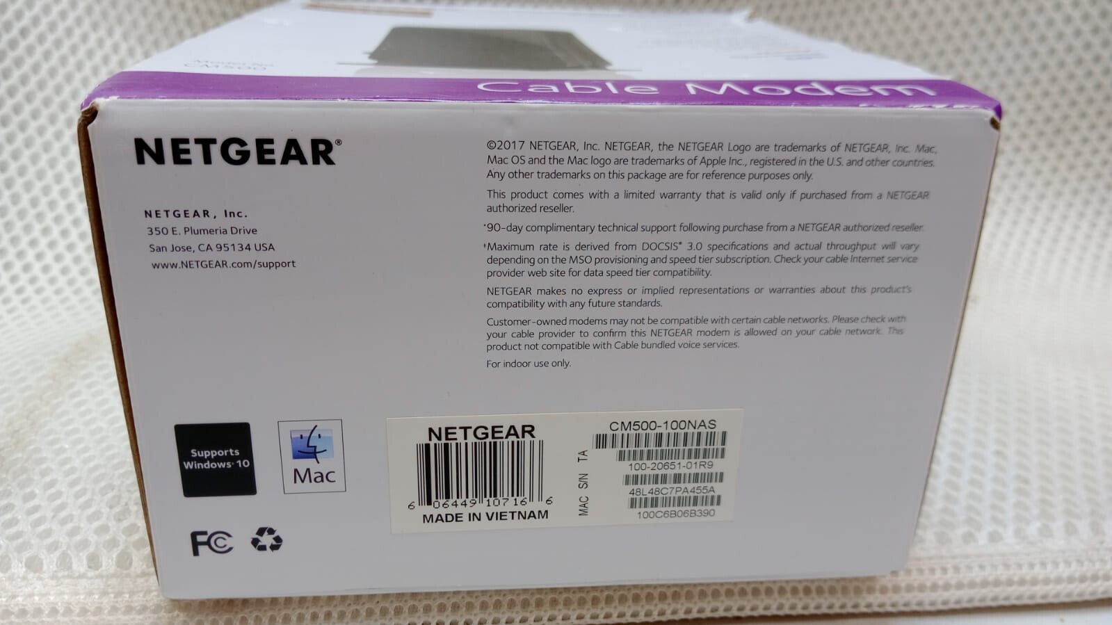 NETGEAR Cable Modem with Voice – Black – CM500V-100NAS