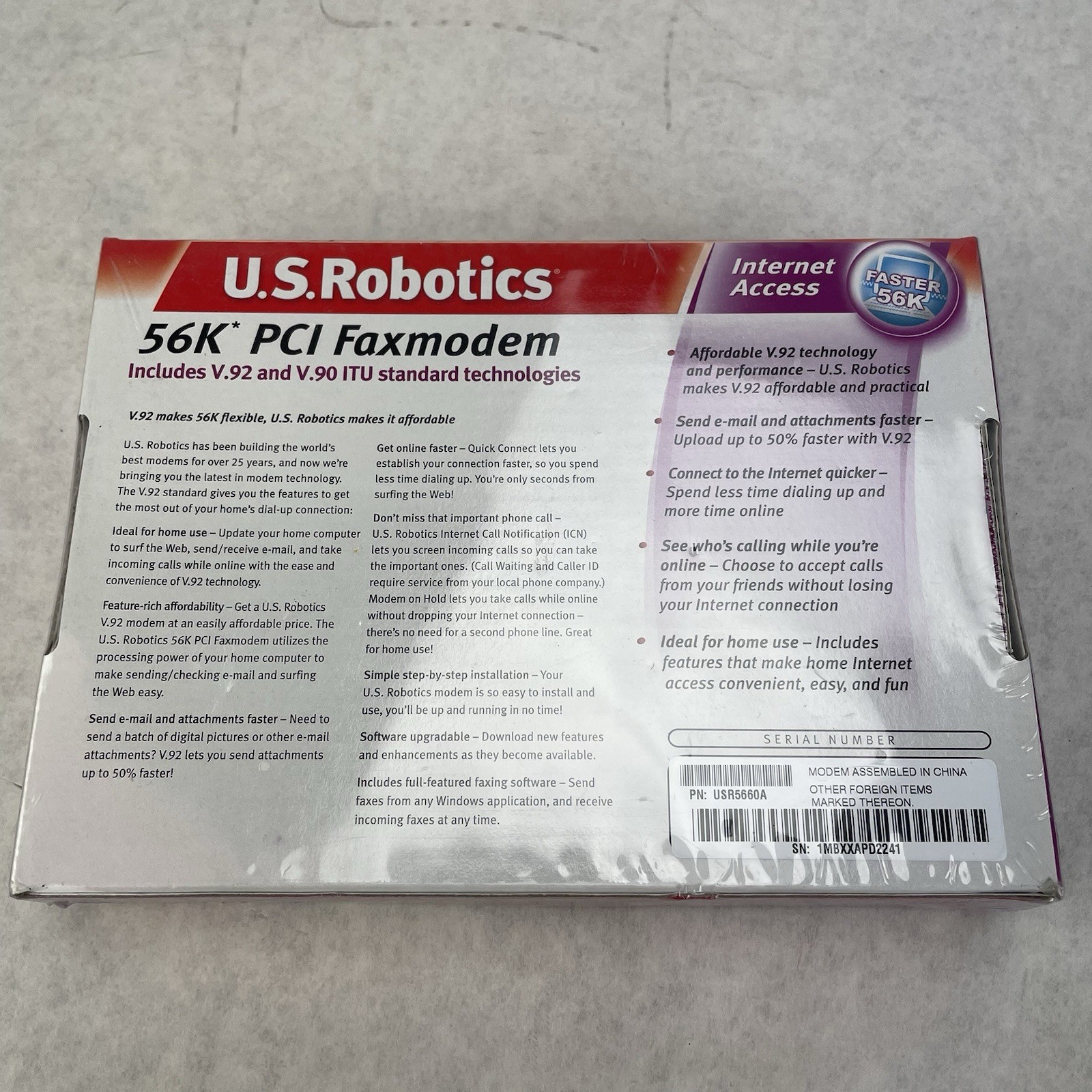 US Robotics V.92 V.90 56K ITU PCI Int Faxmodem Model USR5660A Lot of 3